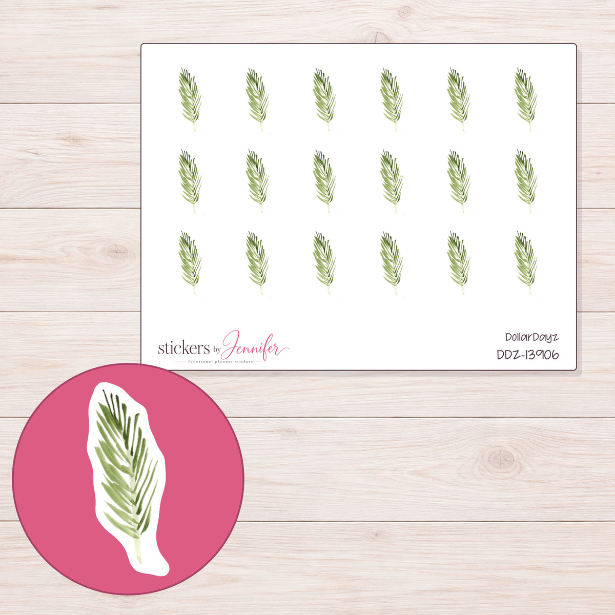 DDZ-13906 planner sticker sheet with enlarged sticker detail