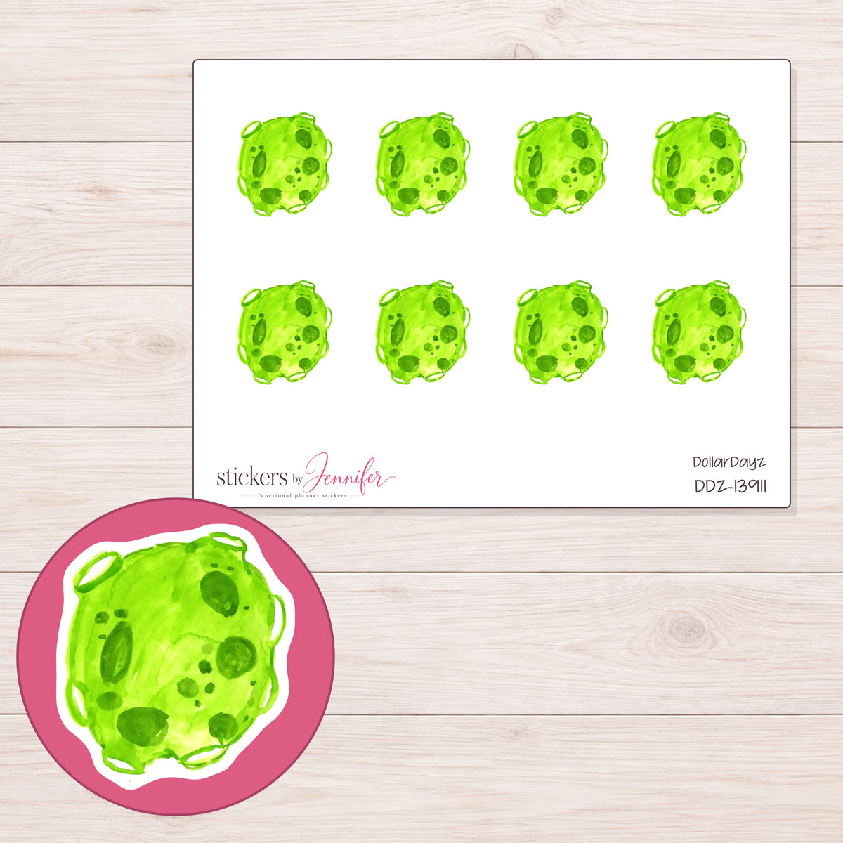 DDZ-13911 planner sticker sheet with enlarged sticker detail