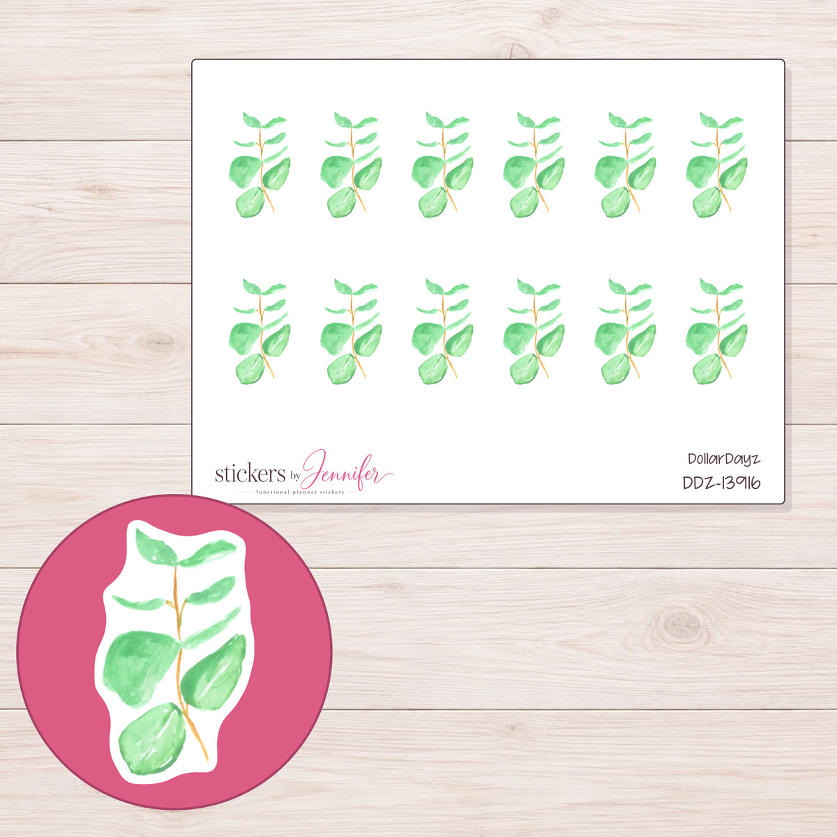 DDZ-13916 planner sticker sheet with enlarged sticker detail