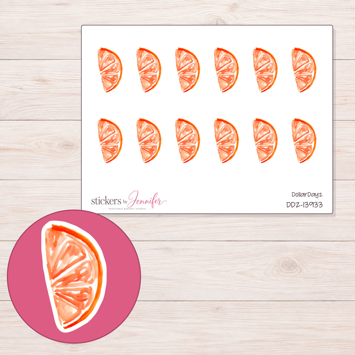 DDZ-13933 planner sticker sheet with enlarged sticker detail