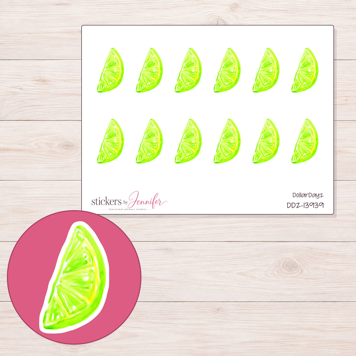 DDZ-13939 planner sticker sheet with enlarged sticker detail