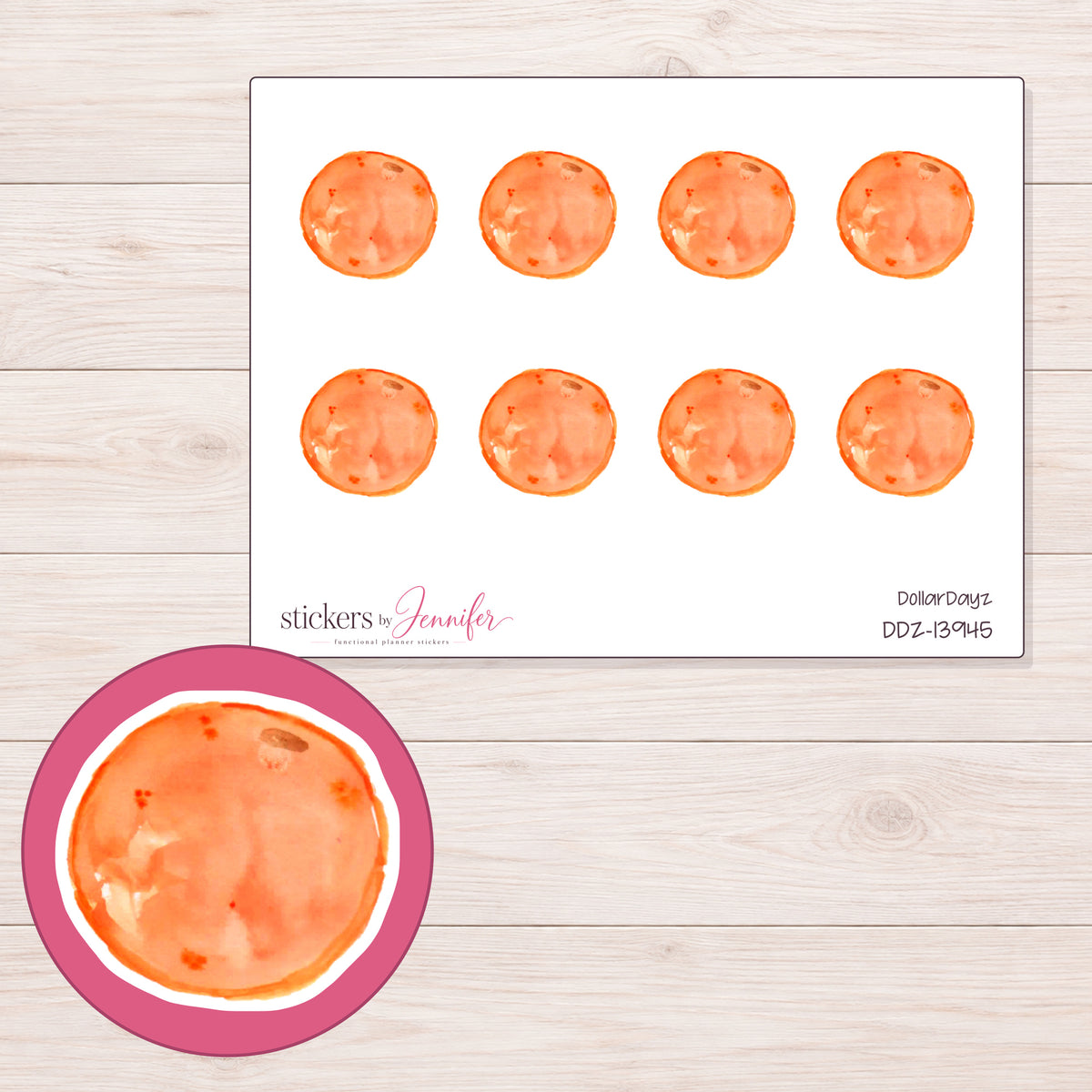 DDZ-13945 planner sticker sheet with enlarged sticker detail