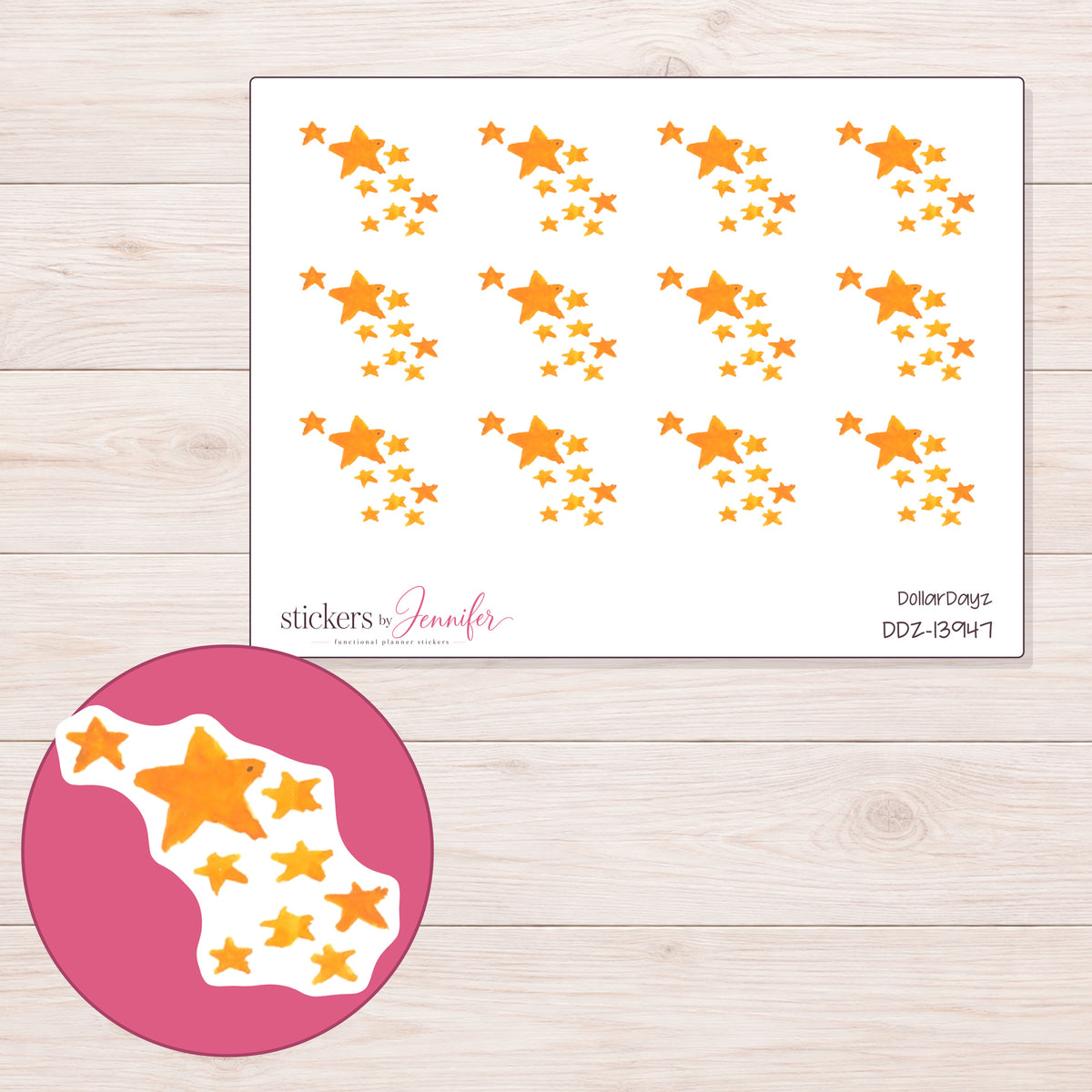 DDZ-13947 planner sticker sheet with enlarged sticker detail