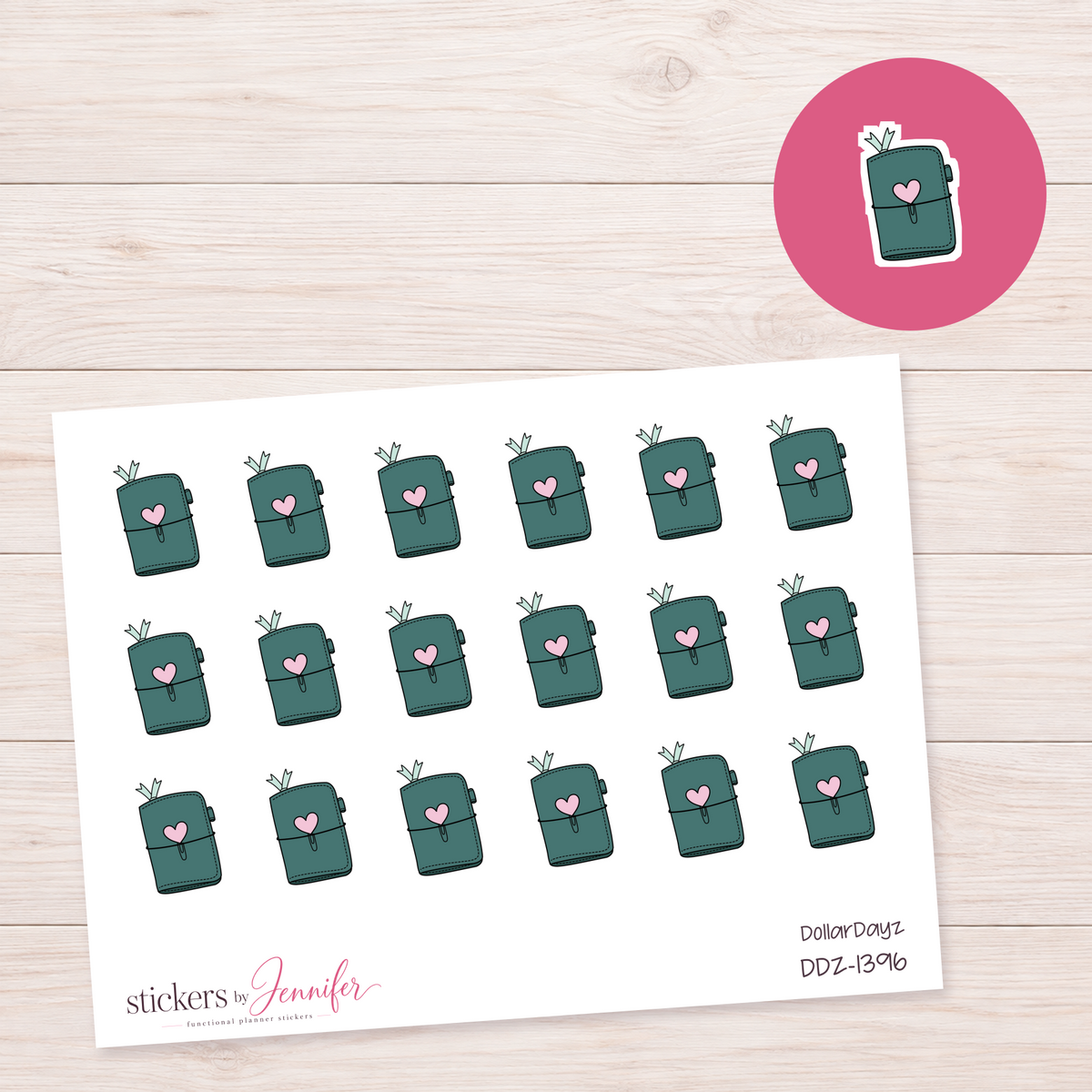 Forest Green Heart Planner Planner Stickers | DDZ-1396