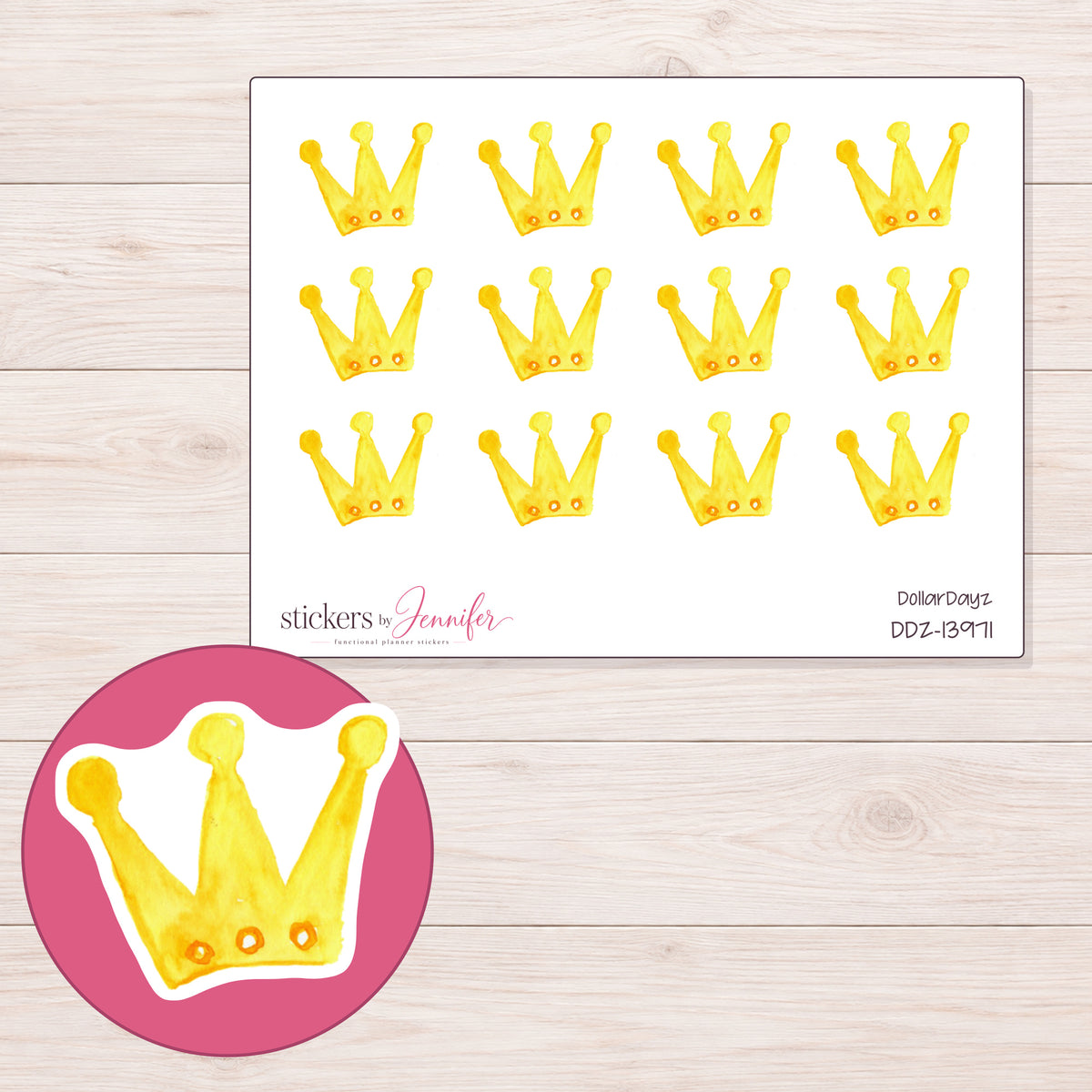 DDZ-13971 planner sticker sheet with enlarged sticker detail