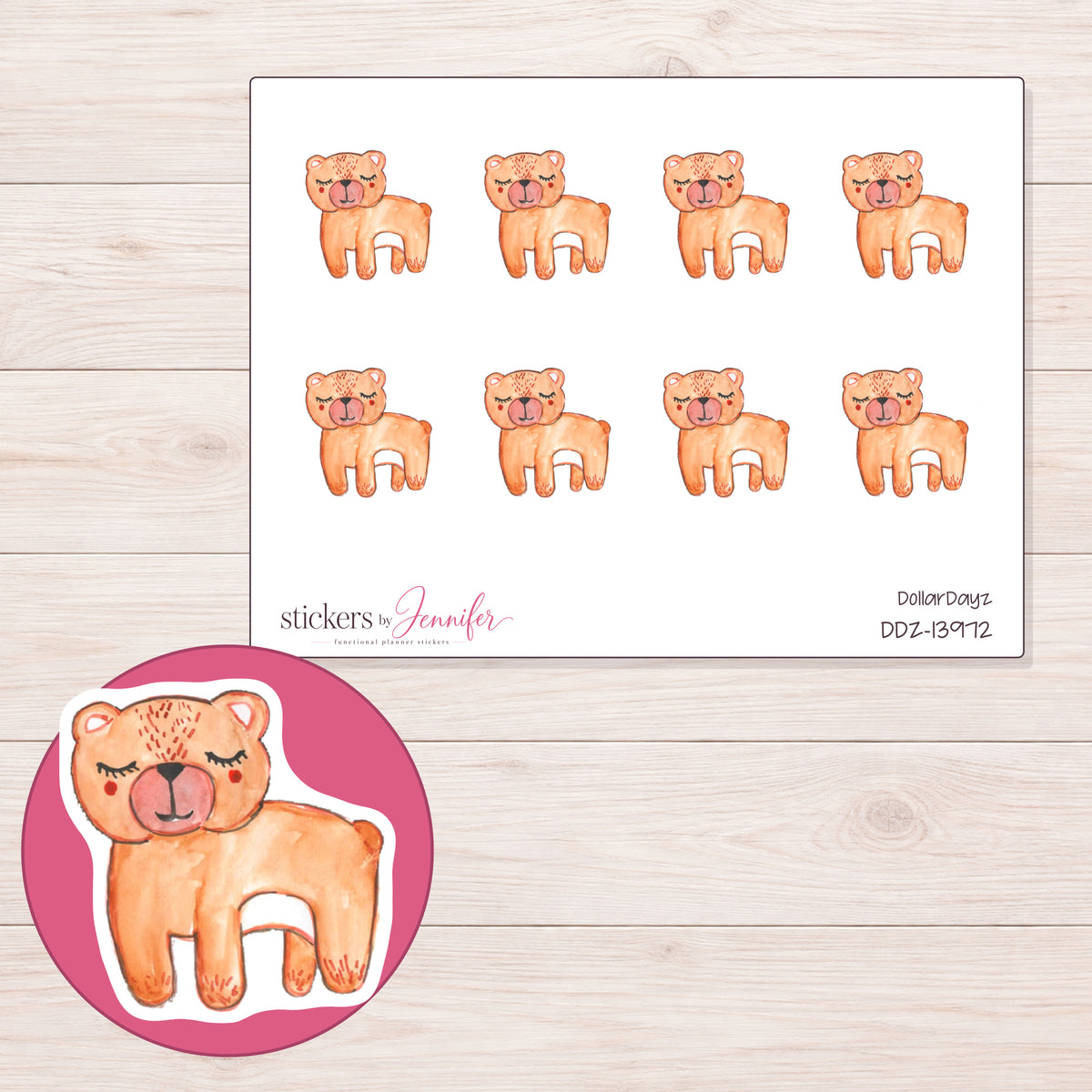 DDZ-13972 planner sticker sheet with enlarged sticker detail