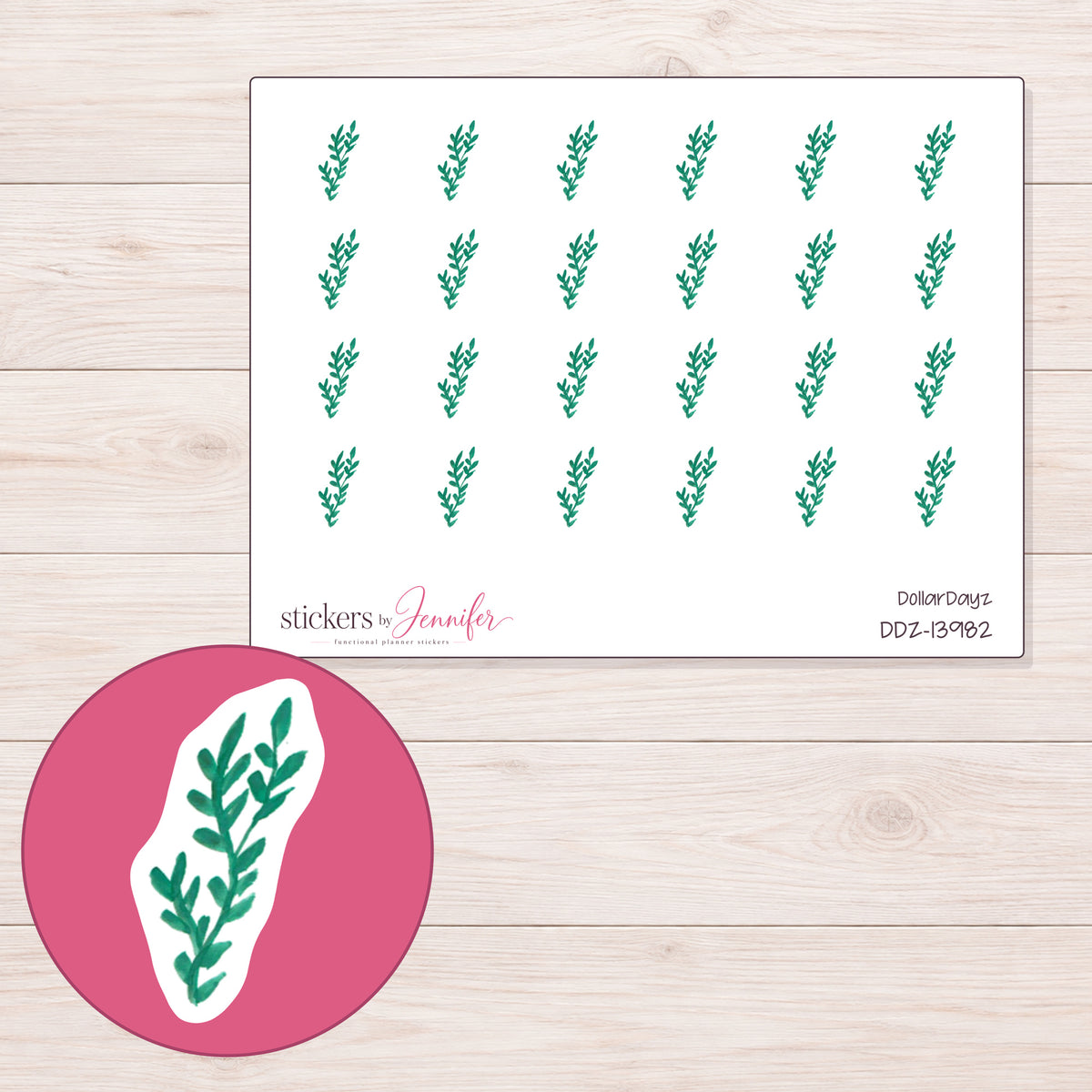 DDZ-13982 planner sticker sheet with enlarged sticker detail