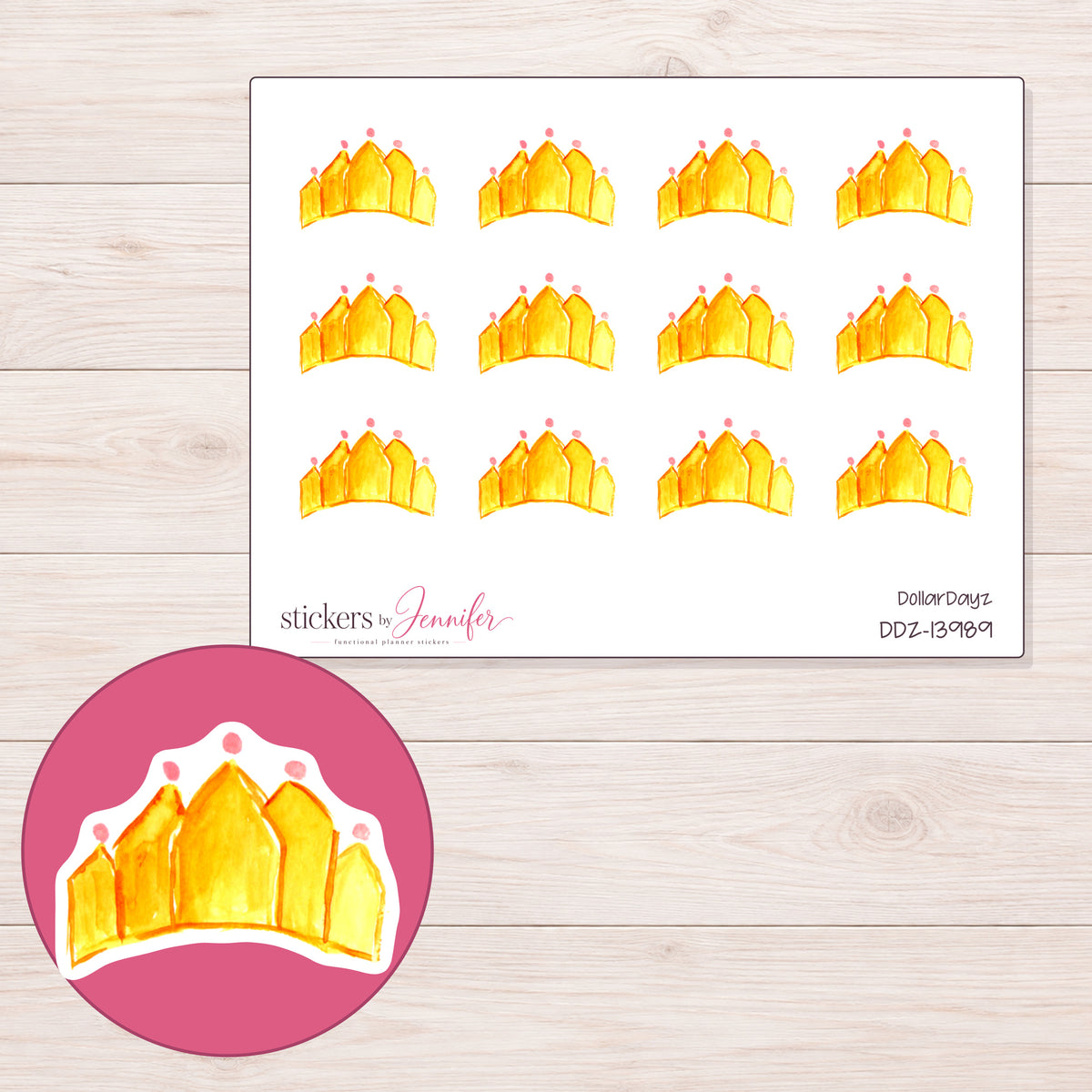DDZ-13989 planner sticker sheet with enlarged sticker detail