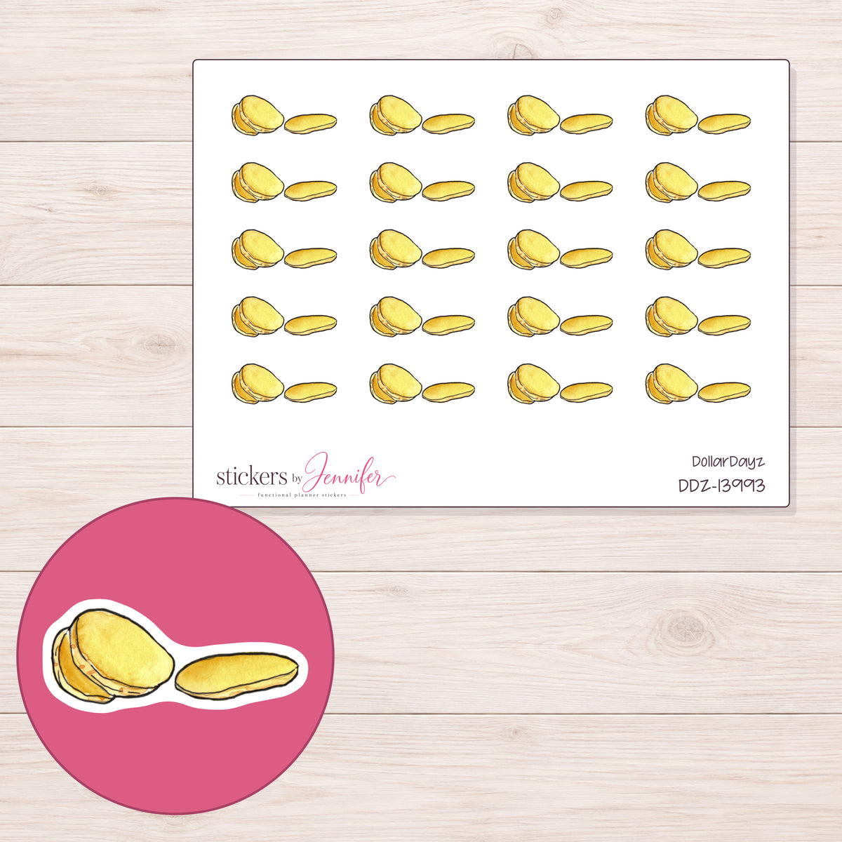 DDZ-13993 planner sticker sheet with enlarged sticker detail