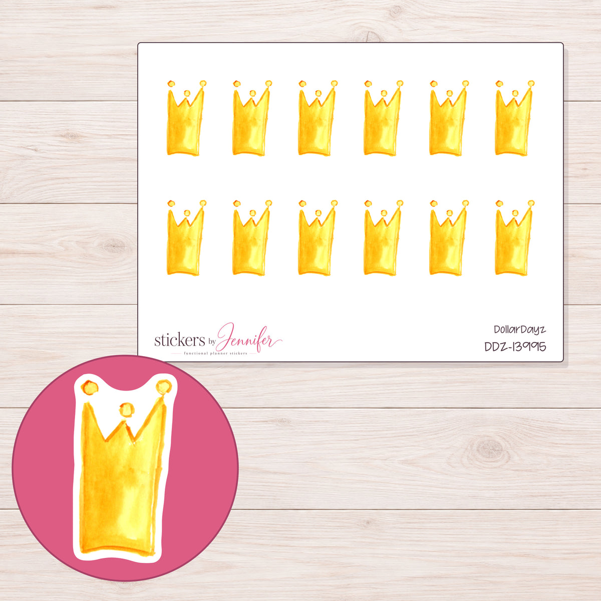 DDZ-13995 planner sticker sheet with enlarged sticker detail