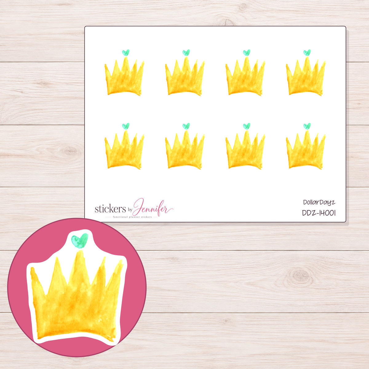 DDZ-14001 planner sticker sheet with enlarged sticker detail