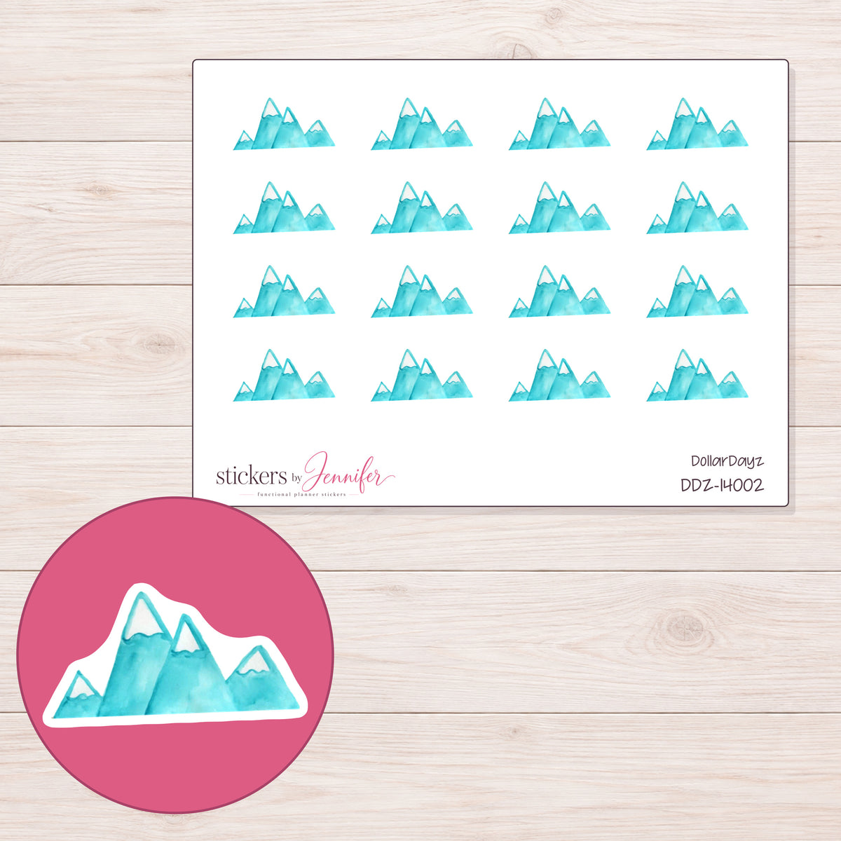 DDZ-14002 planner sticker sheet with enlarged sticker detail
