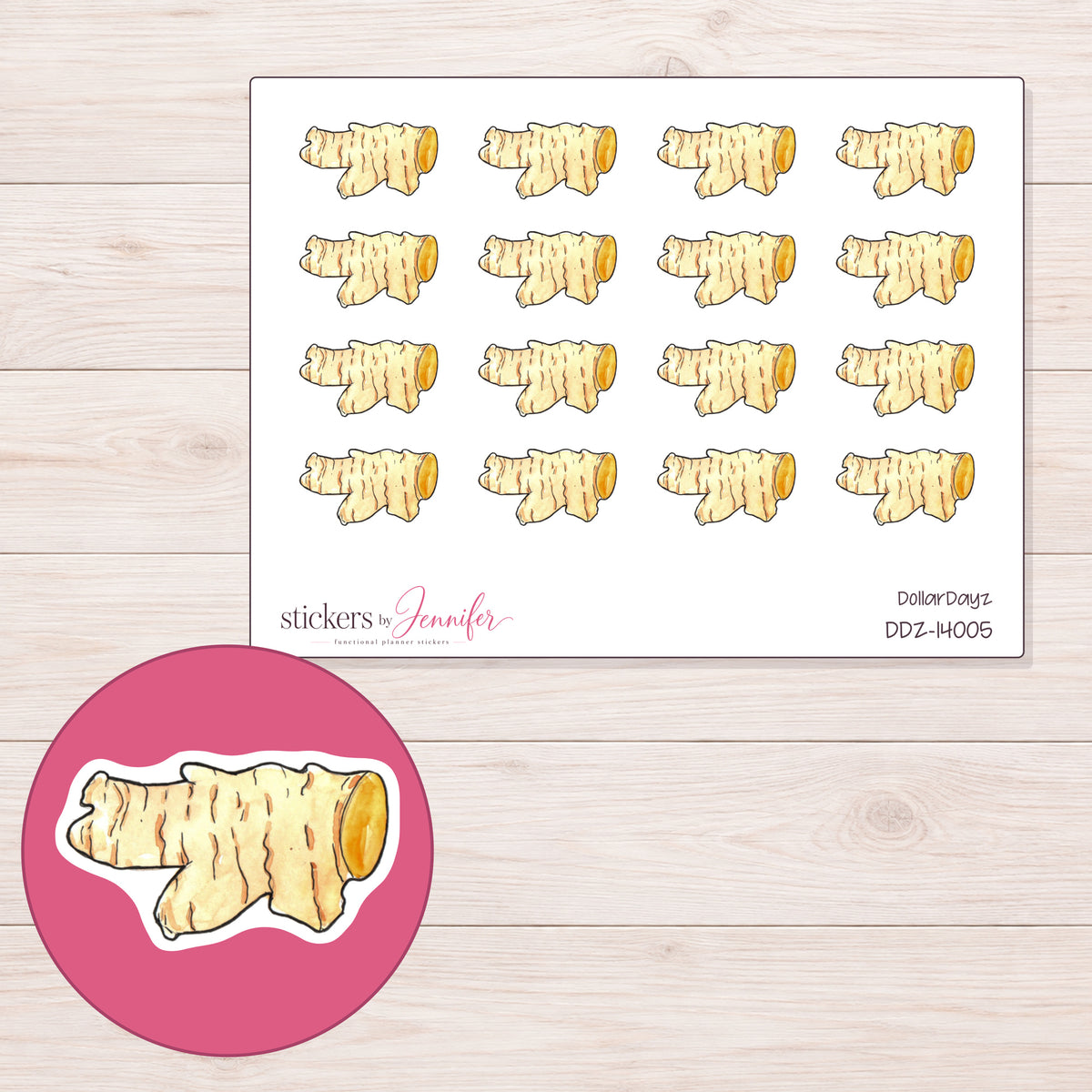 DDZ-14005 planner sticker sheet with enlarged sticker detail