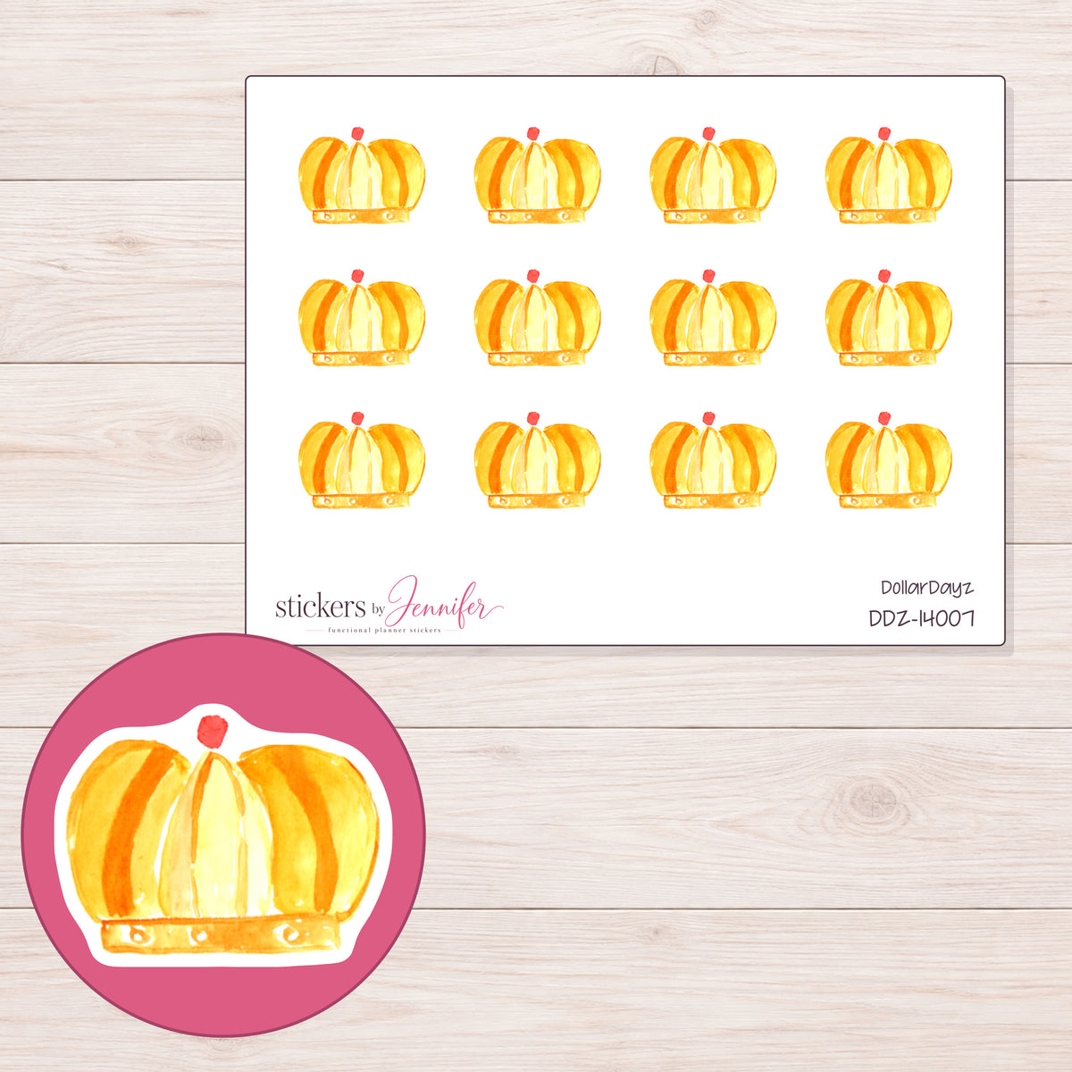 DDZ-14007 planner sticker sheet with enlarged sticker detail