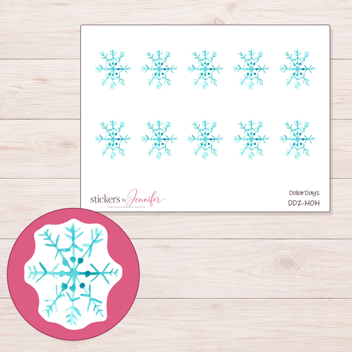 DDZ-14014 planner sticker sheet with enlarged sticker detail