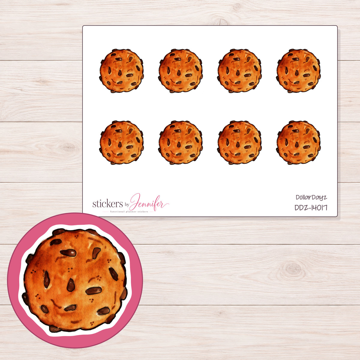 DDZ-14017 planner sticker sheet with enlarged sticker detail