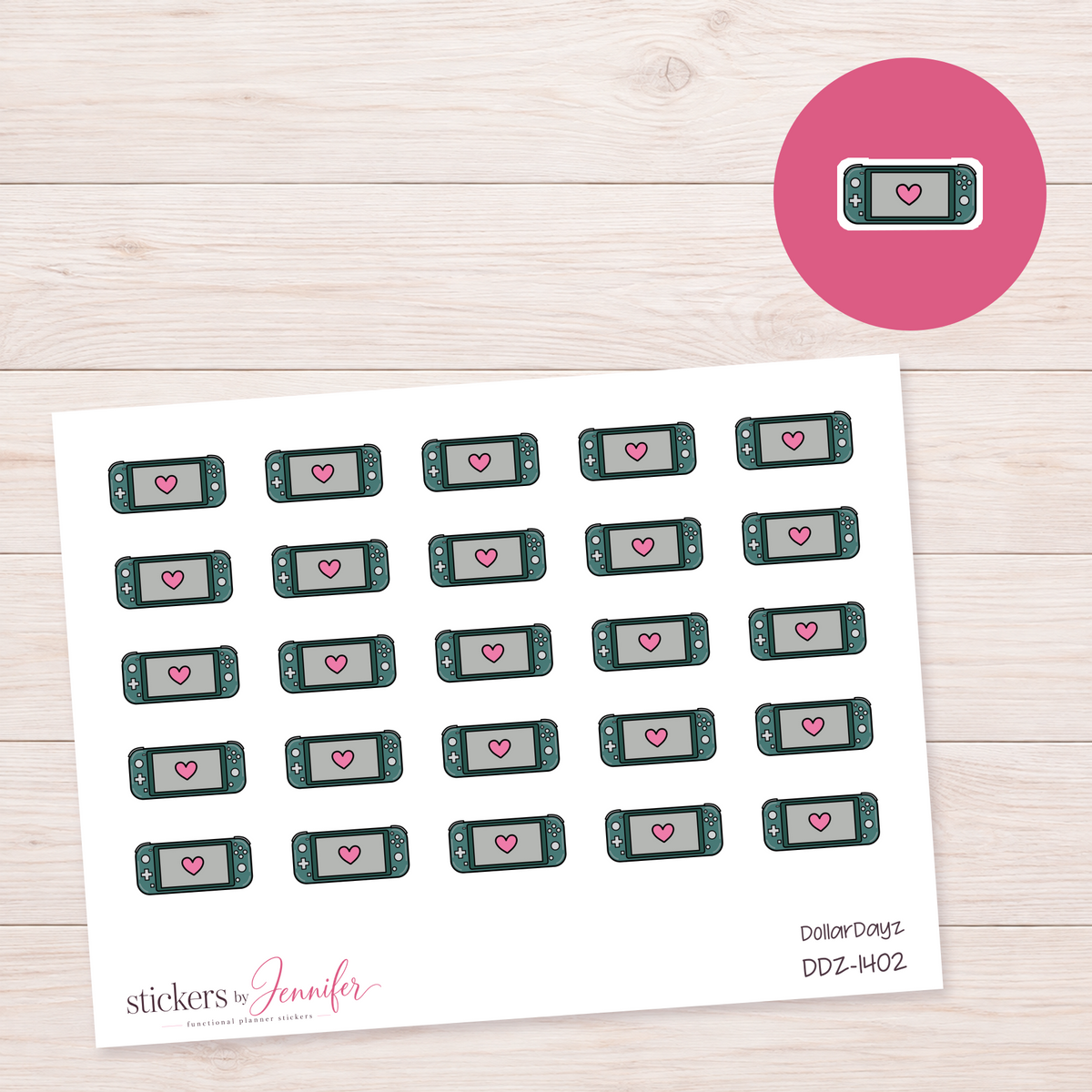 Forest Green Game Console Planner Stickers | DDZ-1402