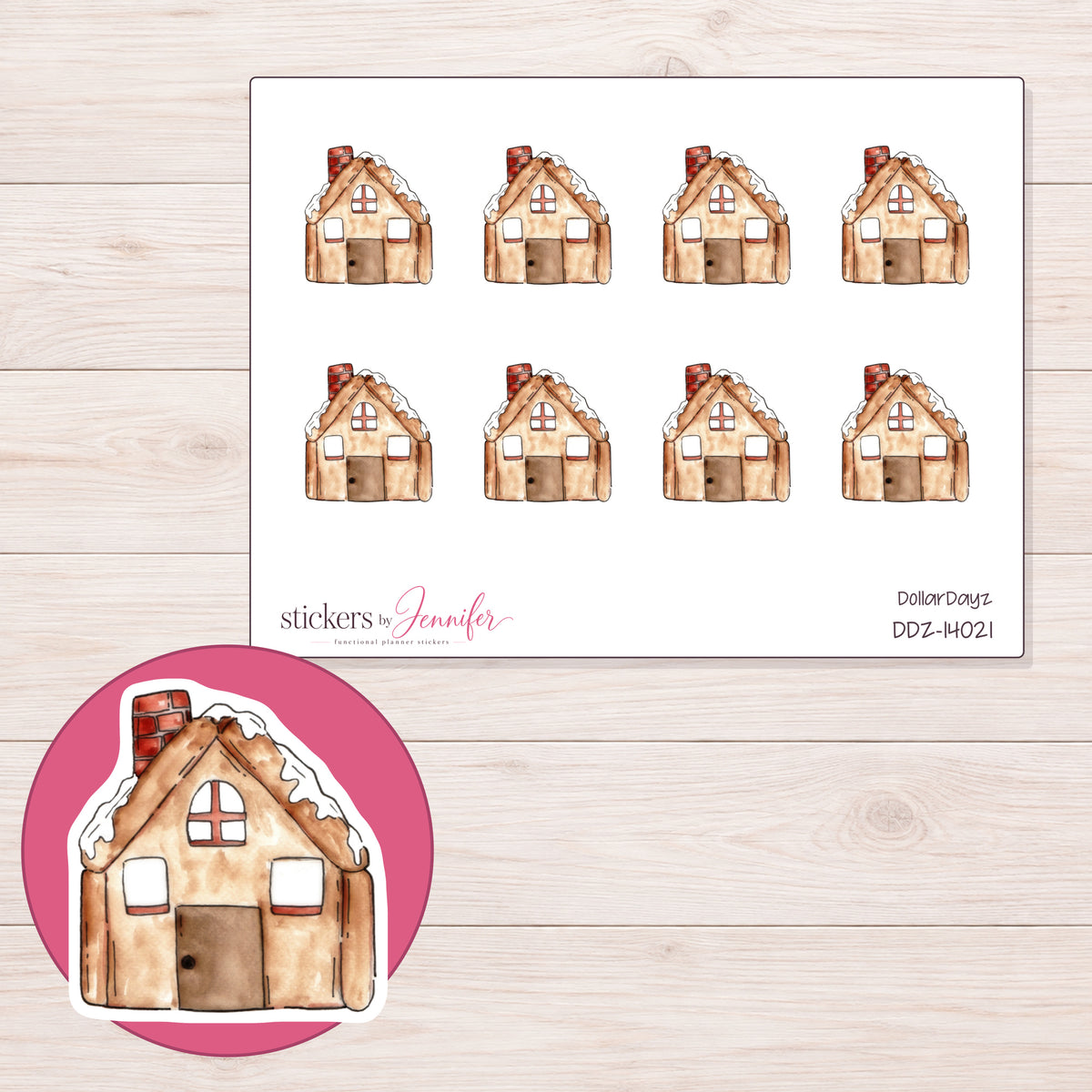 DDZ-14021 planner sticker sheet with enlarged sticker detail