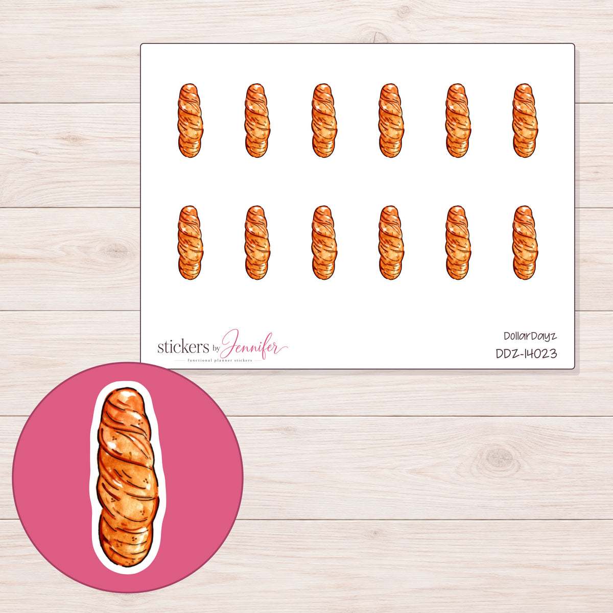 DDZ-14023 planner sticker sheet with enlarged sticker detail
