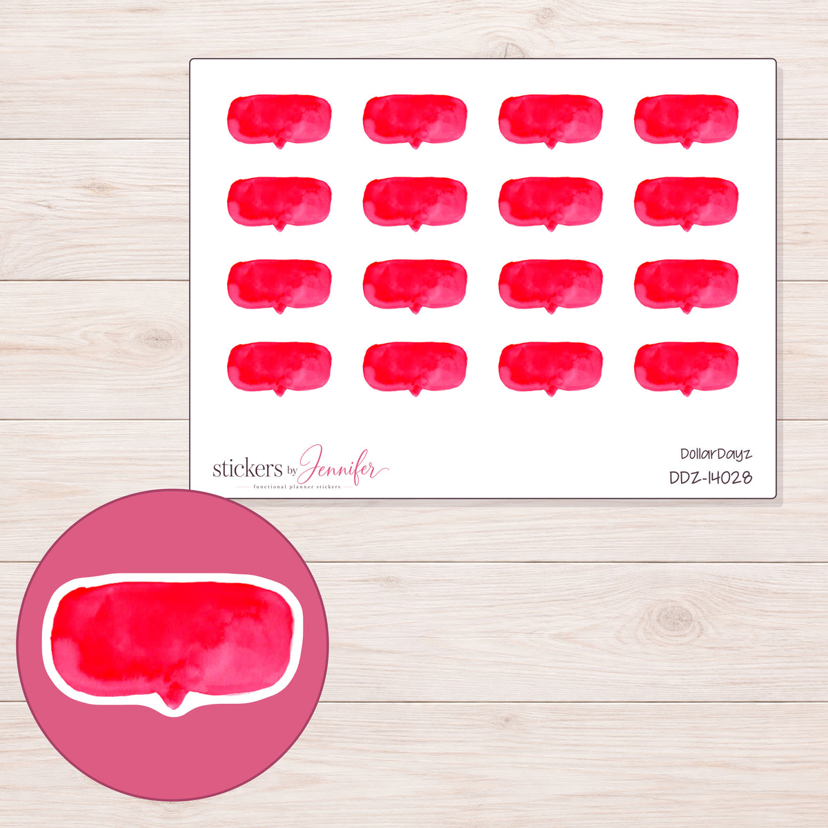 DDZ-14028 planner sticker sheet with enlarged sticker detail