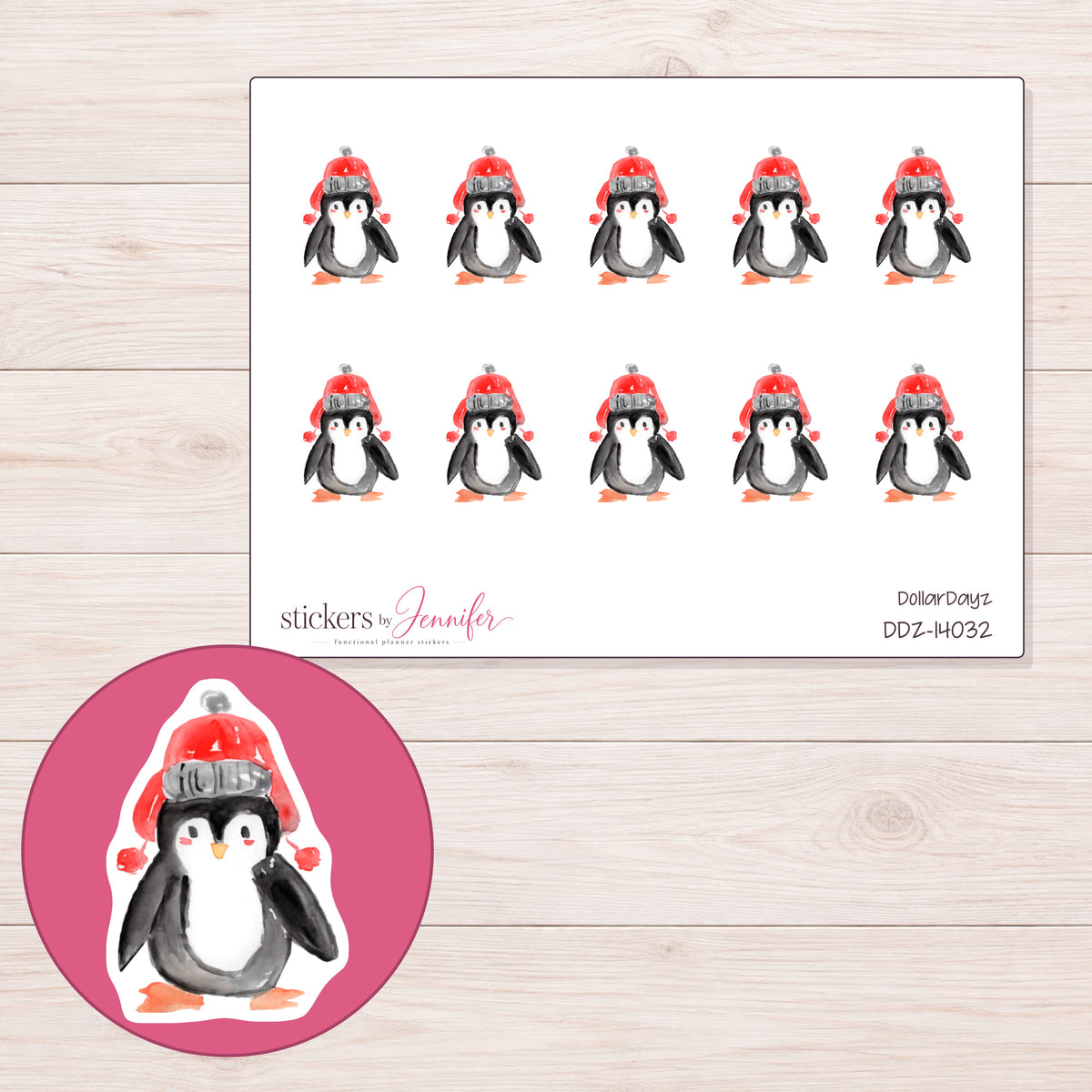 DDZ-14032 planner sticker sheet with enlarged sticker detail