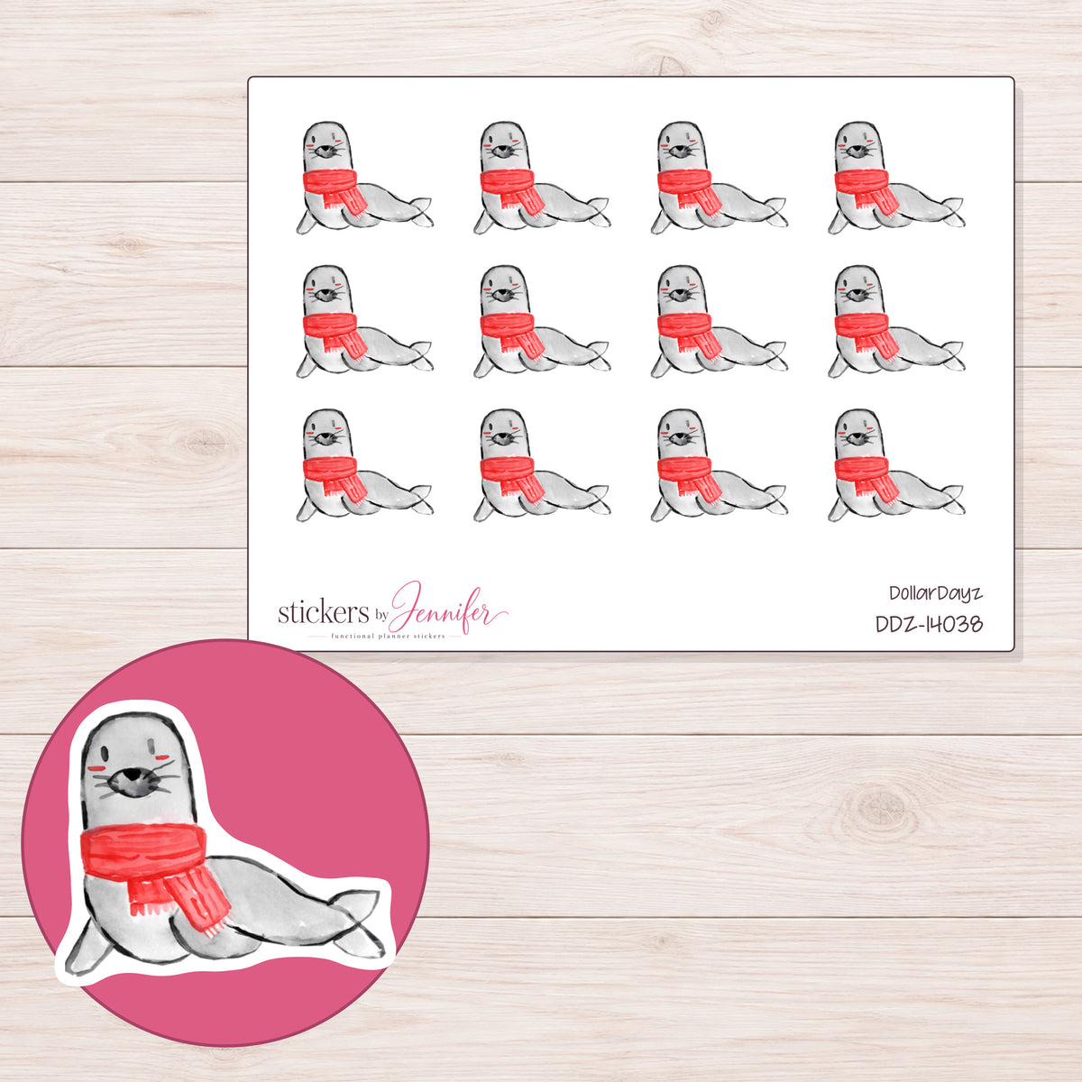 DDZ-14038 planner sticker sheet with enlarged sticker detail