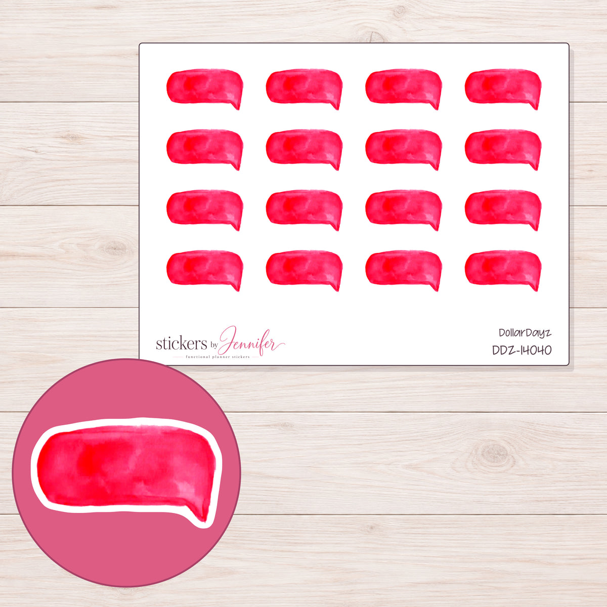 DDZ-14040 planner sticker sheet with enlarged sticker detail