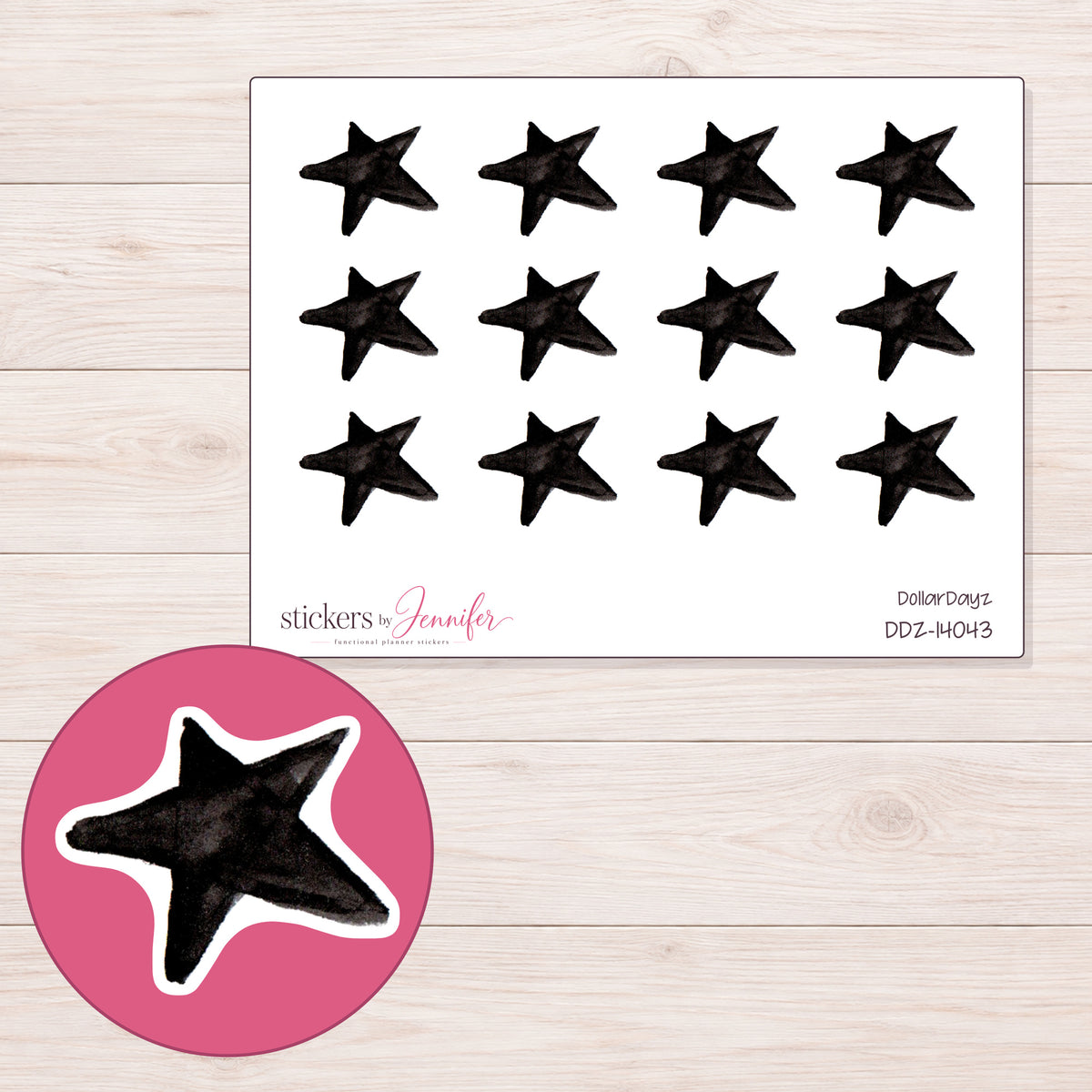 DDZ-14043 planner sticker sheet with enlarged sticker detail