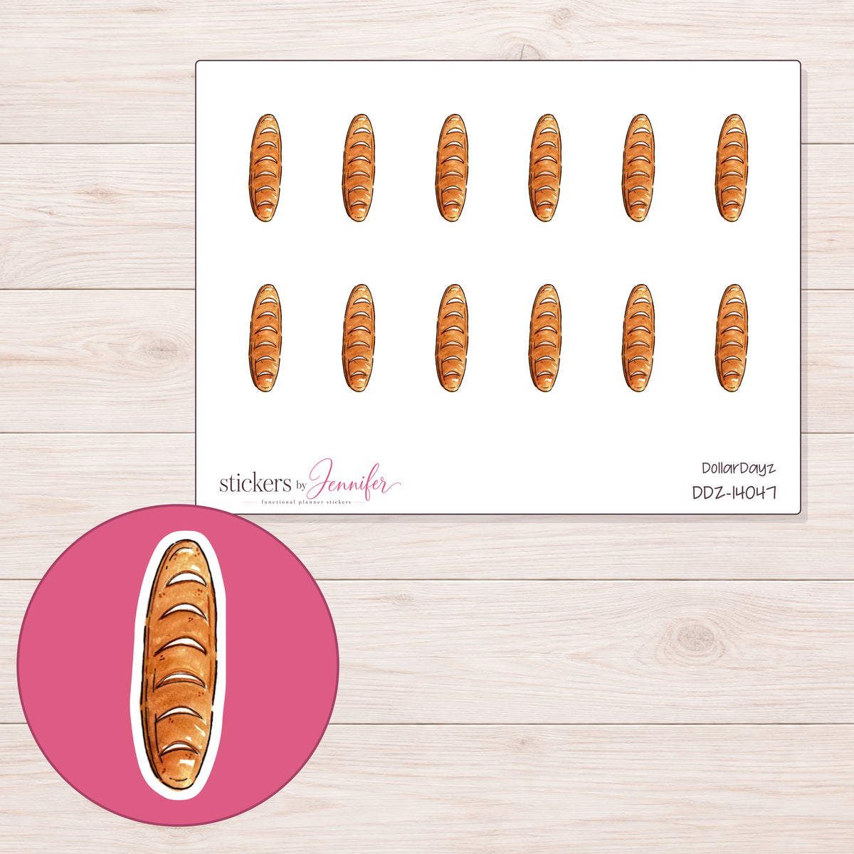 DDZ-14047 planner sticker sheet with enlarged sticker detail