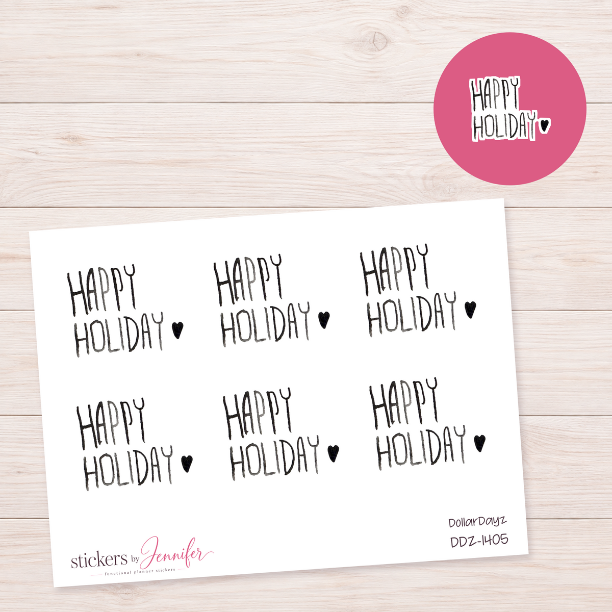 Happy Holiday Lettering Planner Stickers | DDZ-1405