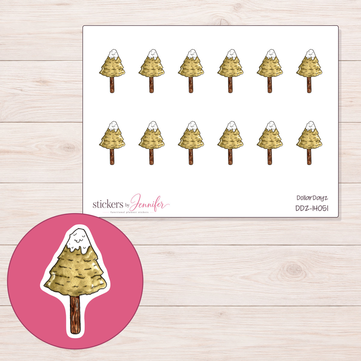 DDZ-14051 planner sticker sheet with enlarged sticker detail