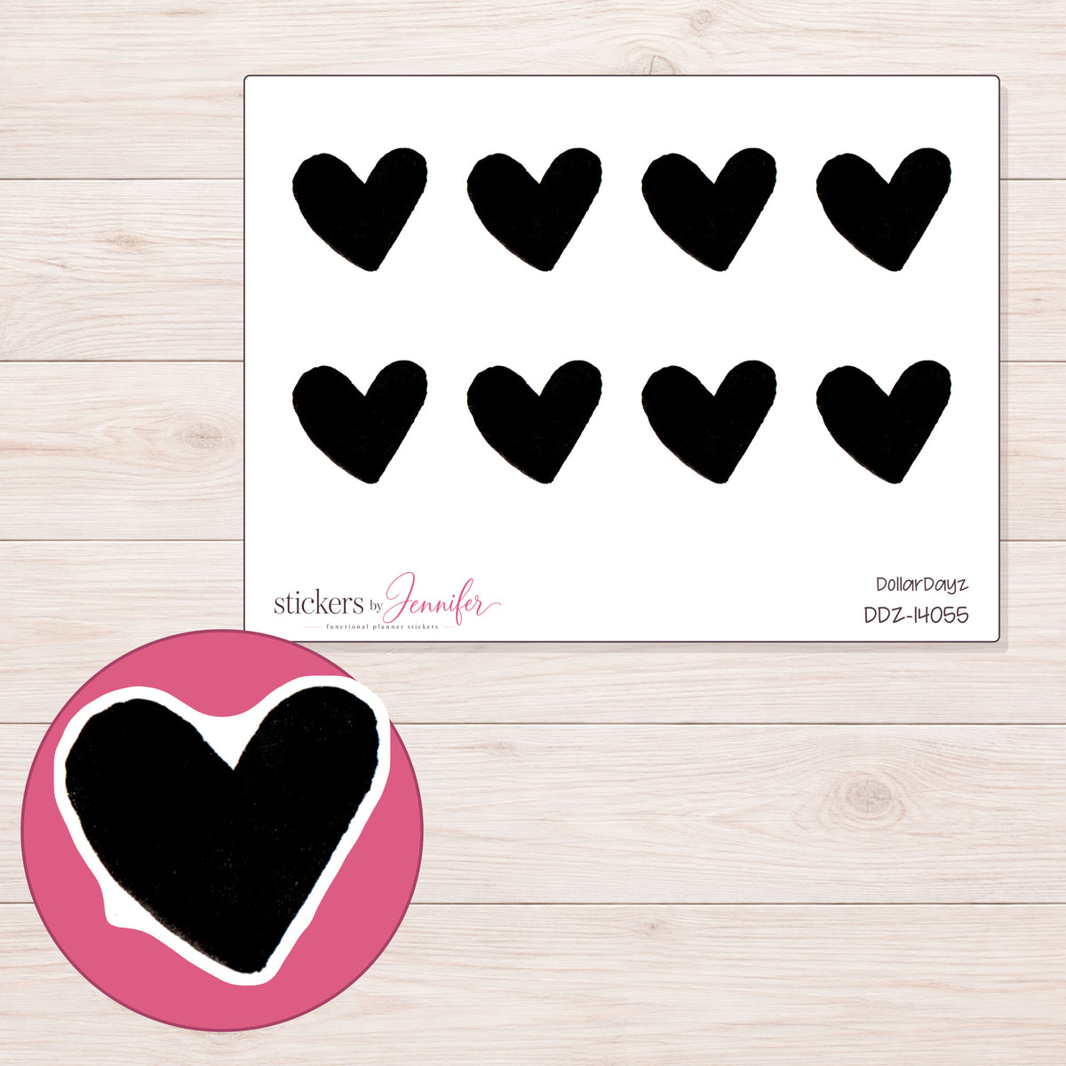 DDZ-14055 planner sticker sheet with enlarged sticker detail