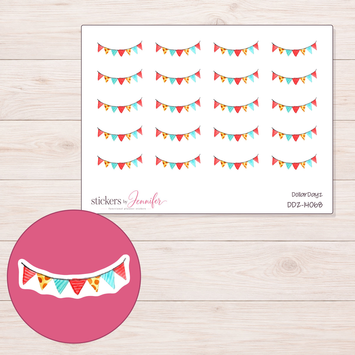 DDZ-14068 planner sticker sheet with enlarged sticker detail