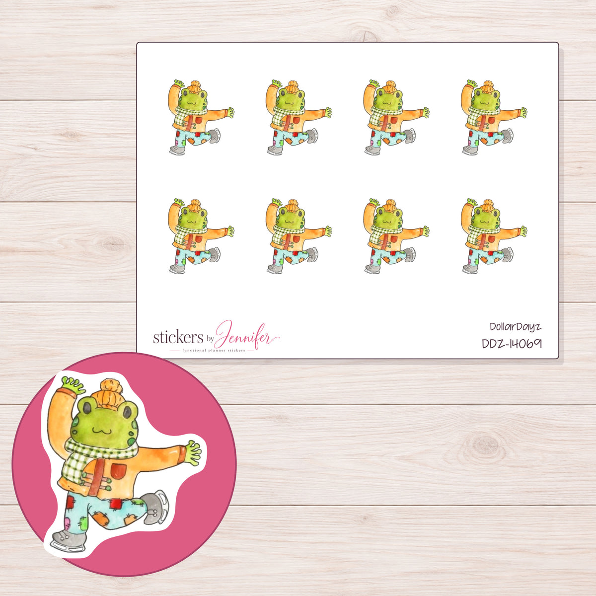 DDZ-14069 planner sticker sheet with enlarged sticker detail
