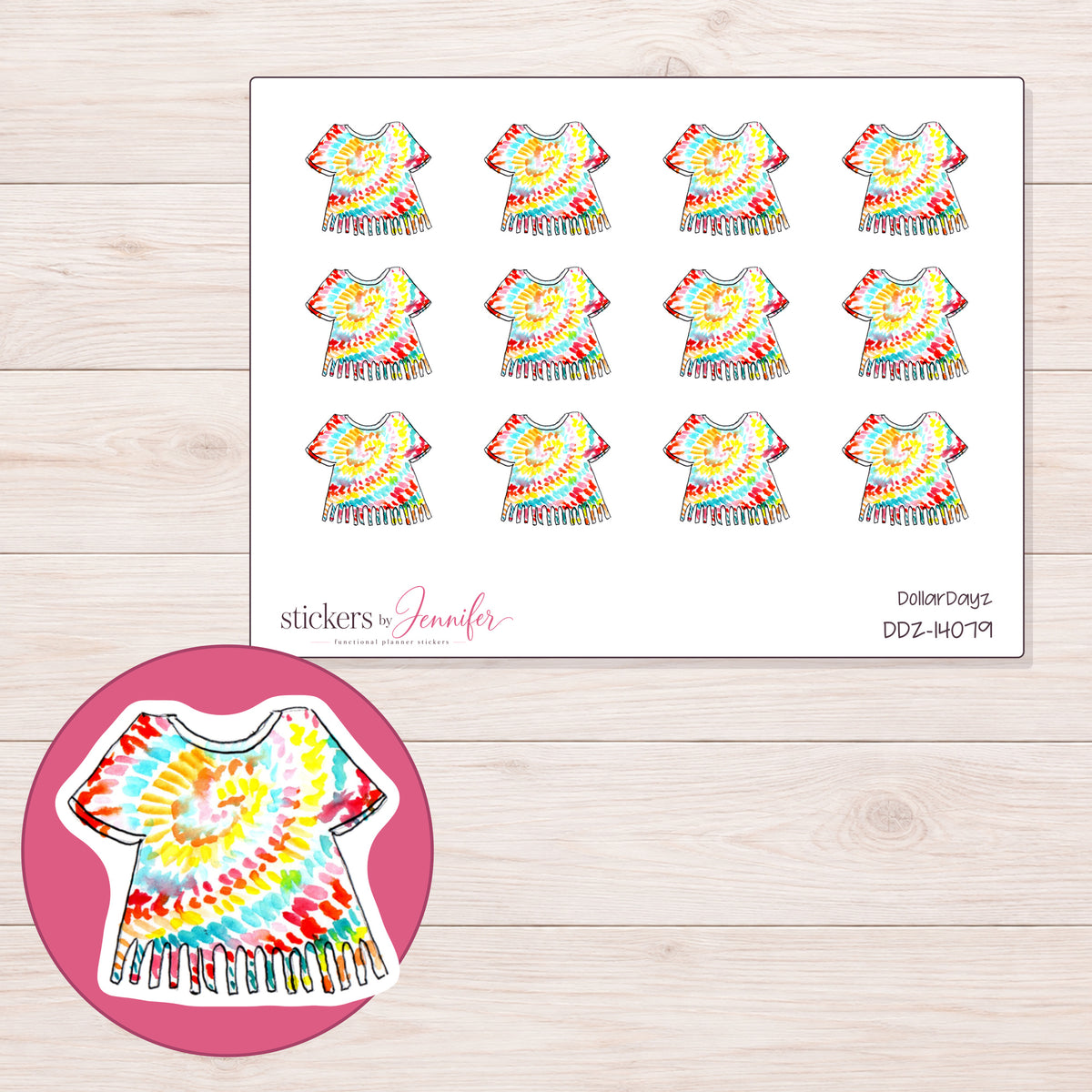 DDZ-14079 planner sticker sheet with enlarged sticker detail