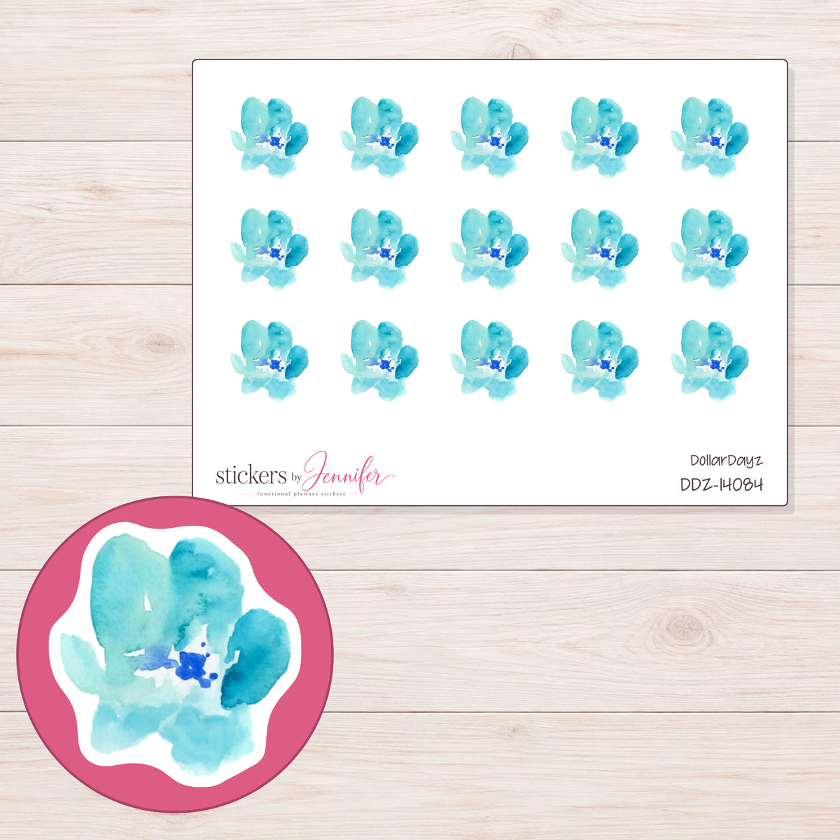 DDZ-14084 planner sticker sheet with enlarged sticker detail