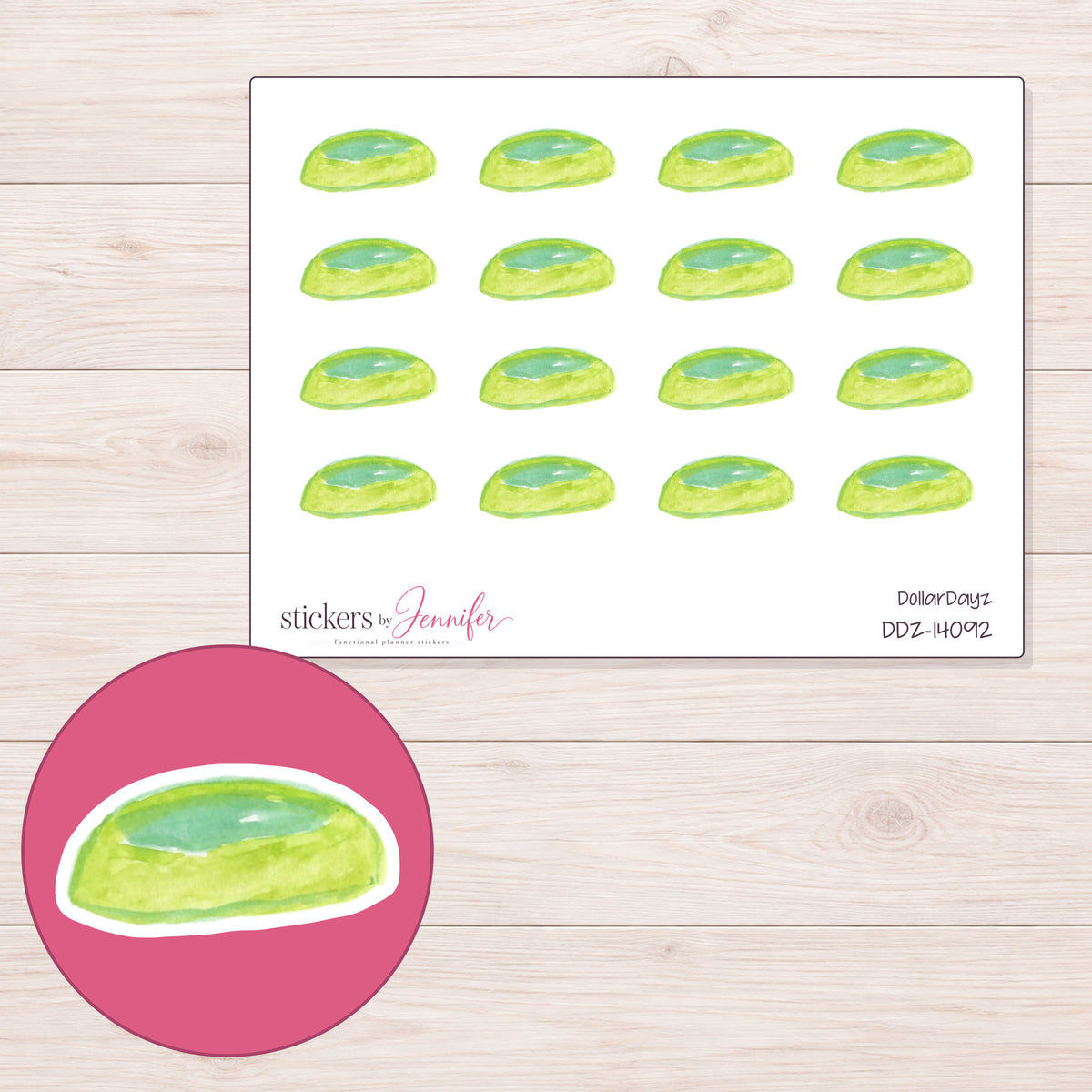 DDZ-14092 planner sticker sheet with enlarged sticker detail