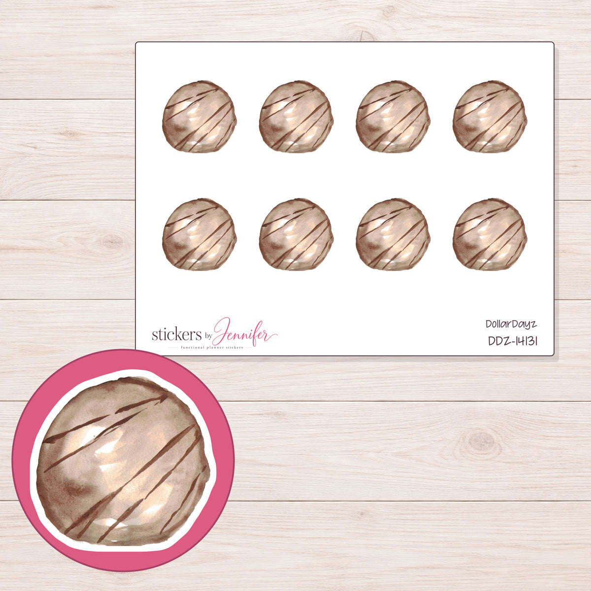 DDZ-14131 planner sticker sheet with enlarged sticker detail