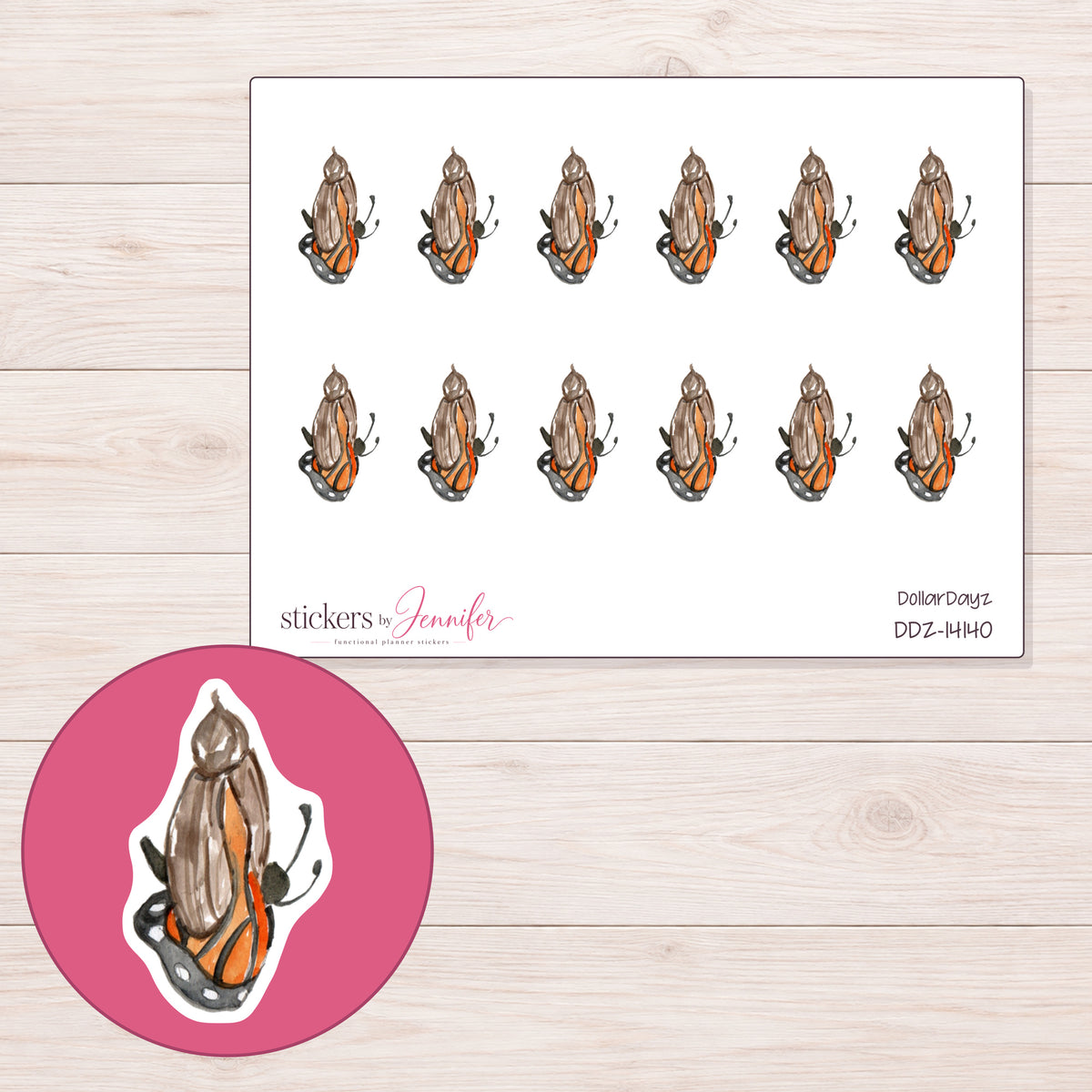 DDZ-14140 planner sticker sheet with enlarged sticker detail