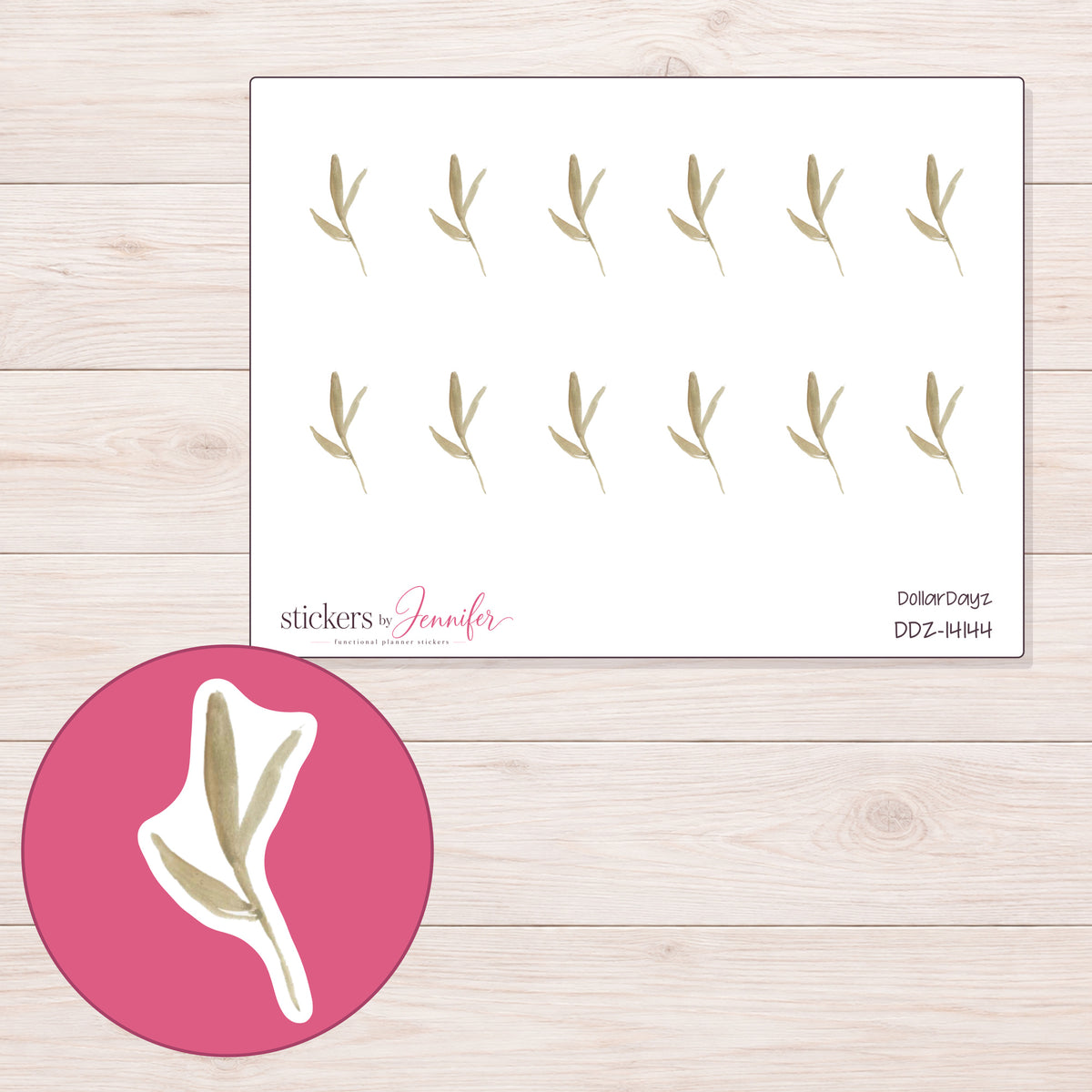 DDZ-14144 planner sticker sheet with enlarged sticker detail