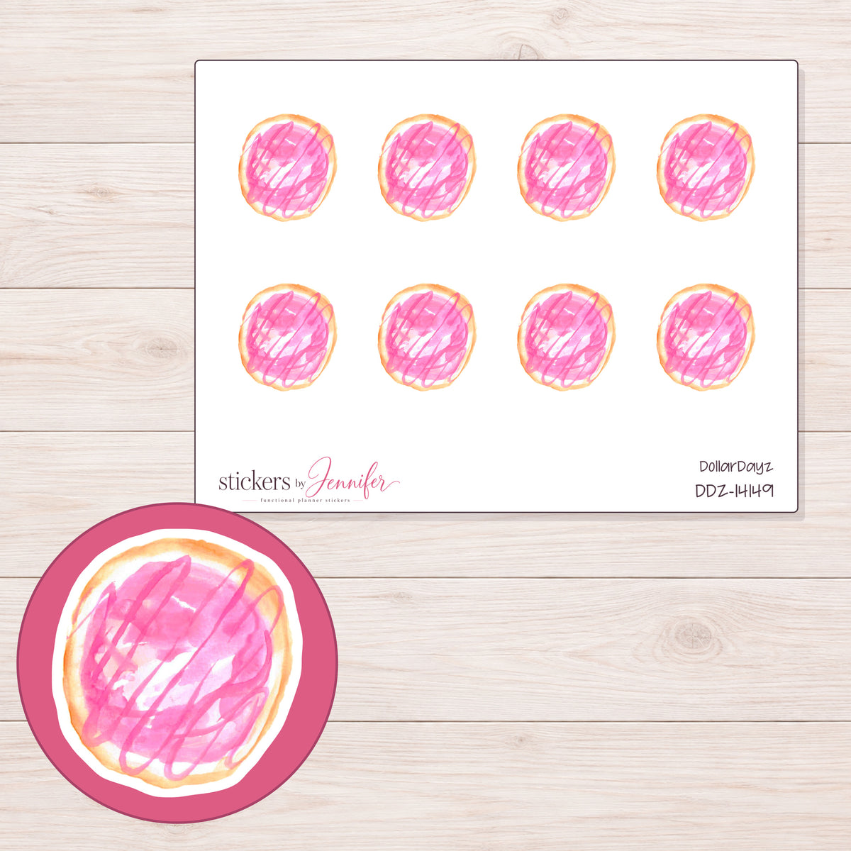 DDZ-14149 planner sticker sheet with enlarged sticker detail