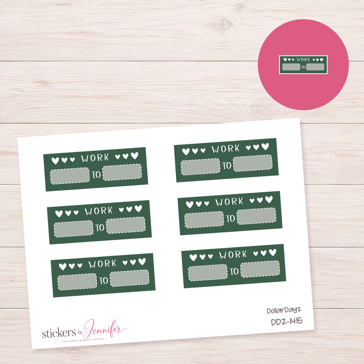Forest Green Work Hours Label Planner Stickers | DDZ-1415