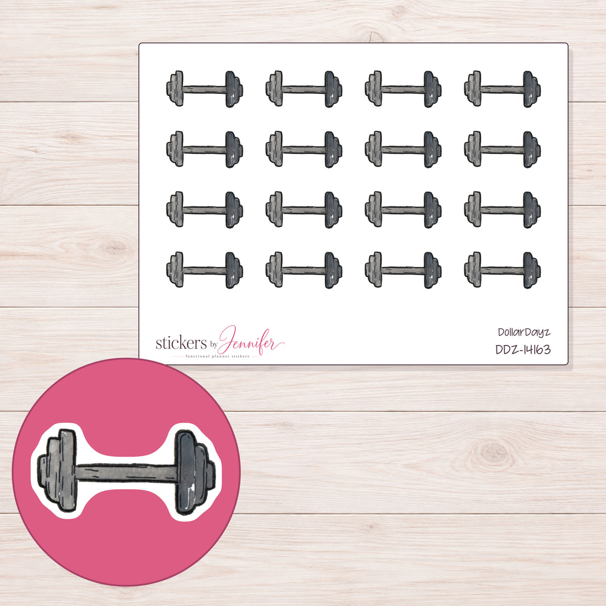 DDZ-14163 planner sticker sheet with enlarged sticker detail