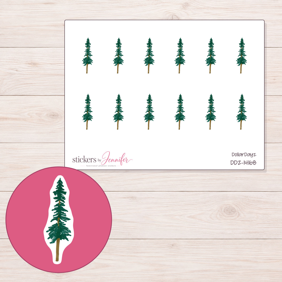 DDZ-14168 planner sticker sheet with enlarged sticker detail