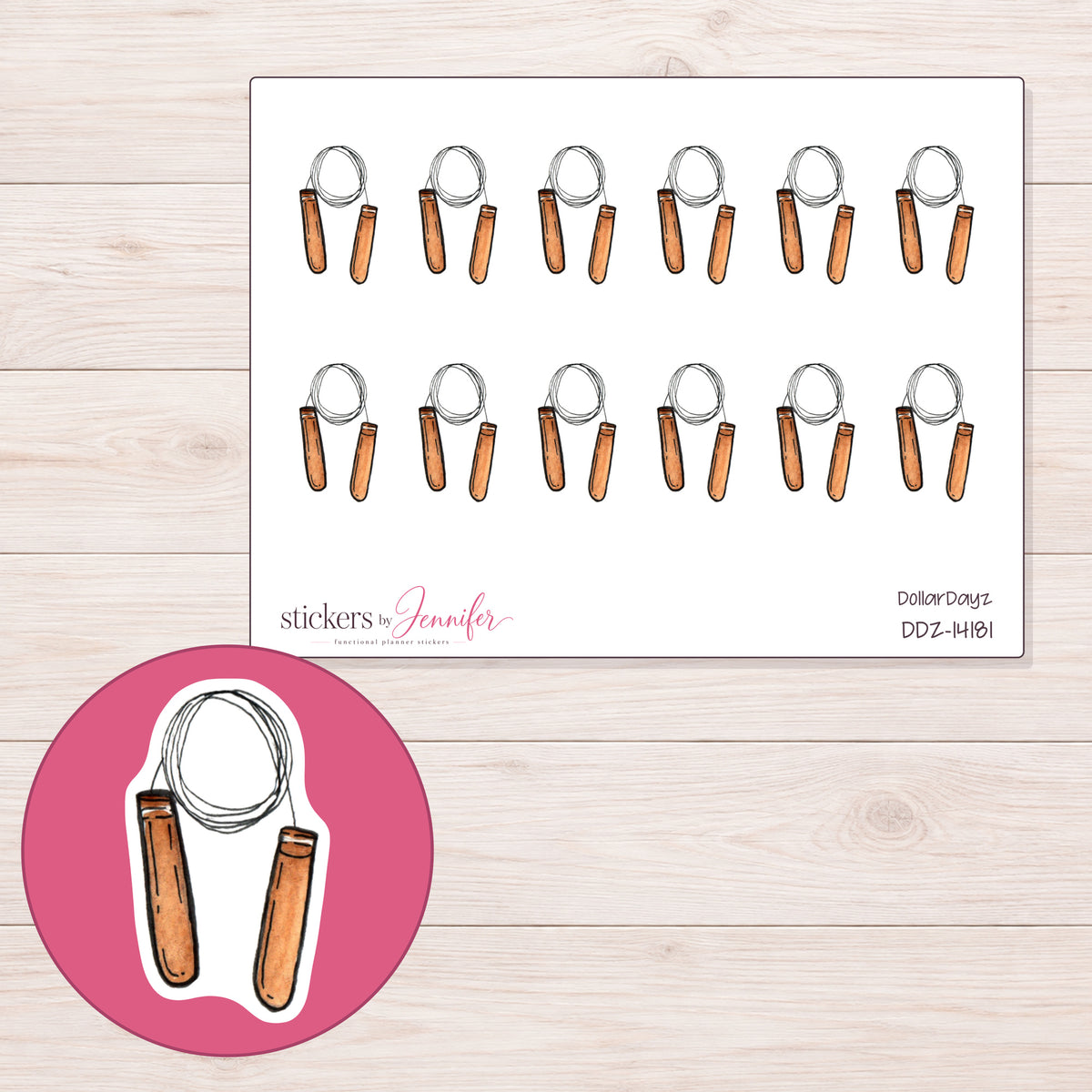 DDZ-14181 planner sticker sheet with enlarged sticker detail