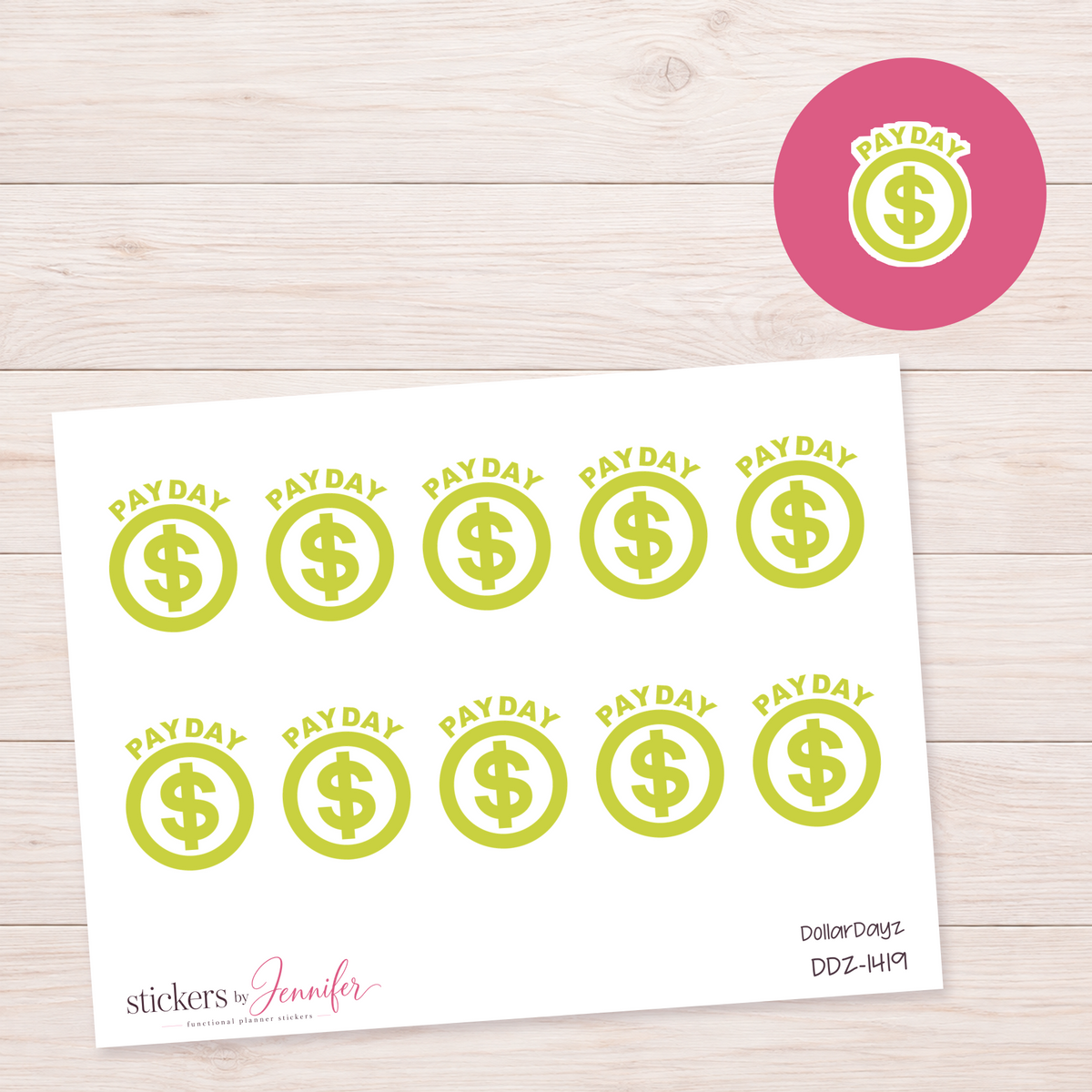 Lime Payday Planner Stickers | DDZ-1419