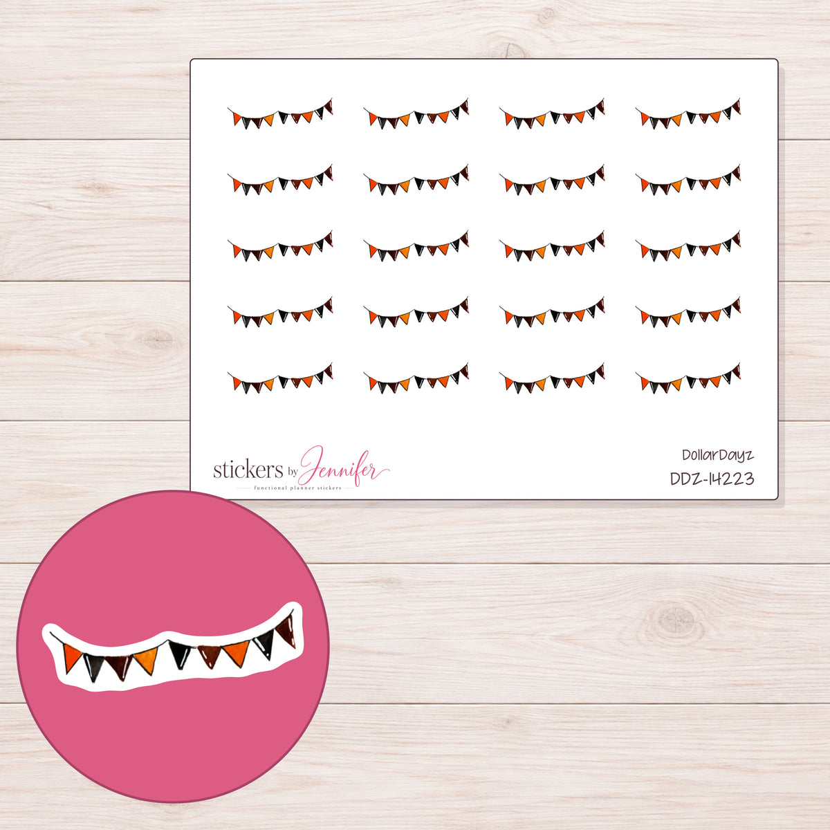 DDZ-14223 planner sticker sheet with enlarged sticker detail