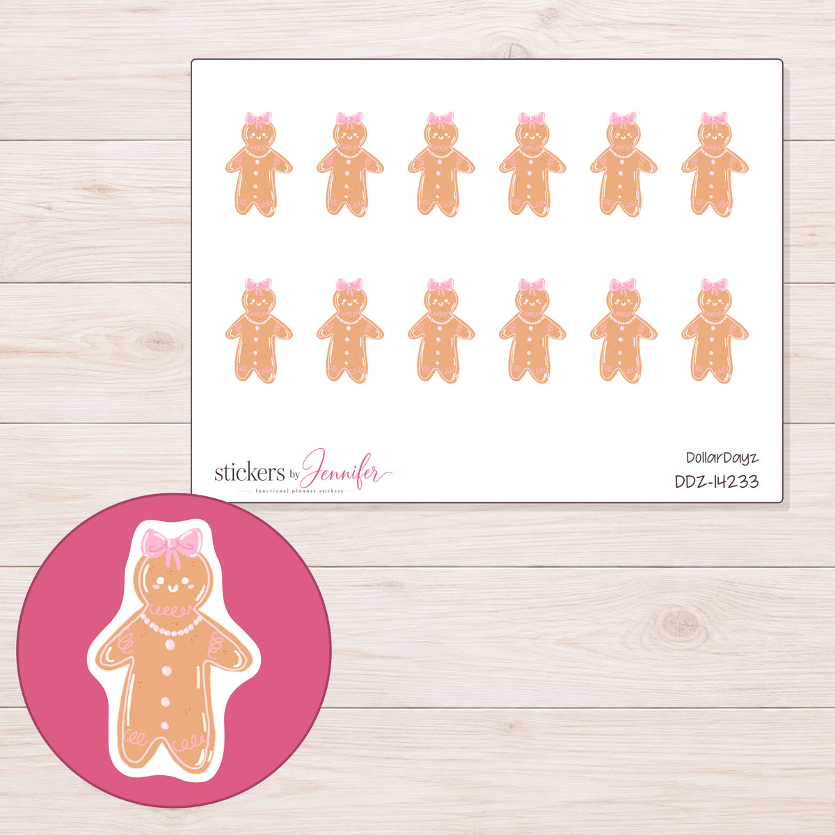 DDZ-14233 planner sticker sheet with enlarged sticker detail