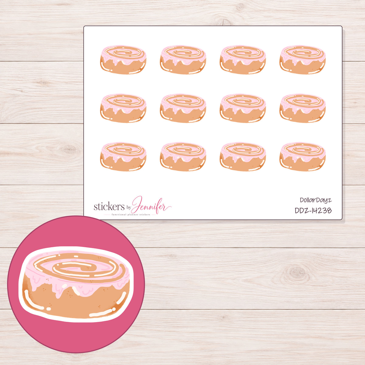 DDZ-14238 planner sticker sheet with enlarged sticker detail