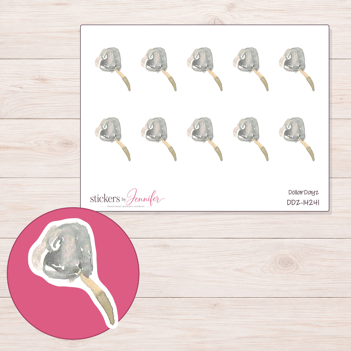 DDZ-14241 planner sticker sheet with enlarged sticker detail